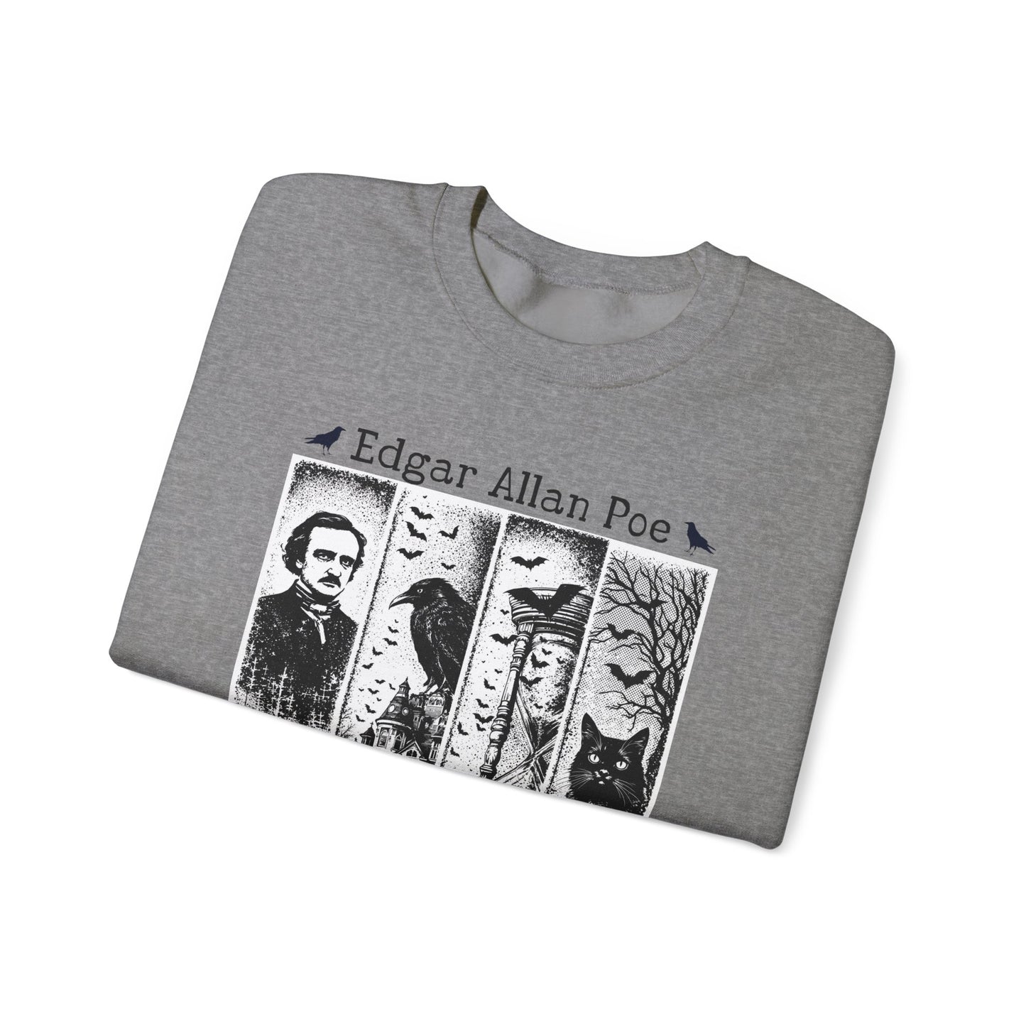 Edgar Allan Poe Sweatshirt The Raven Nevermore Gothic Horror Sweater Dark Academia Macabre Halloween Gift for Book Lovers Birthday Christmas