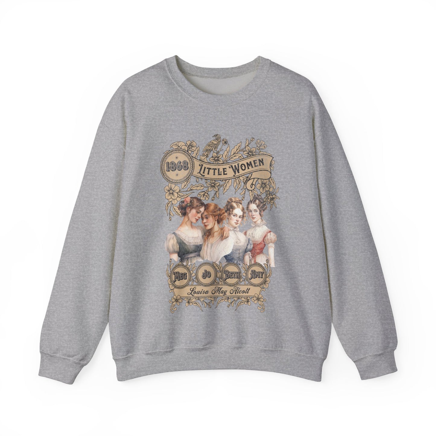 Little Women Sweatshirt, Louisa May Alcott Historical Romance Sweater, Bookish Literary Fan Art Gift, Gift for Her, Bookclub Crewneck Shirt Sweatshirt Printify S Sport Grey