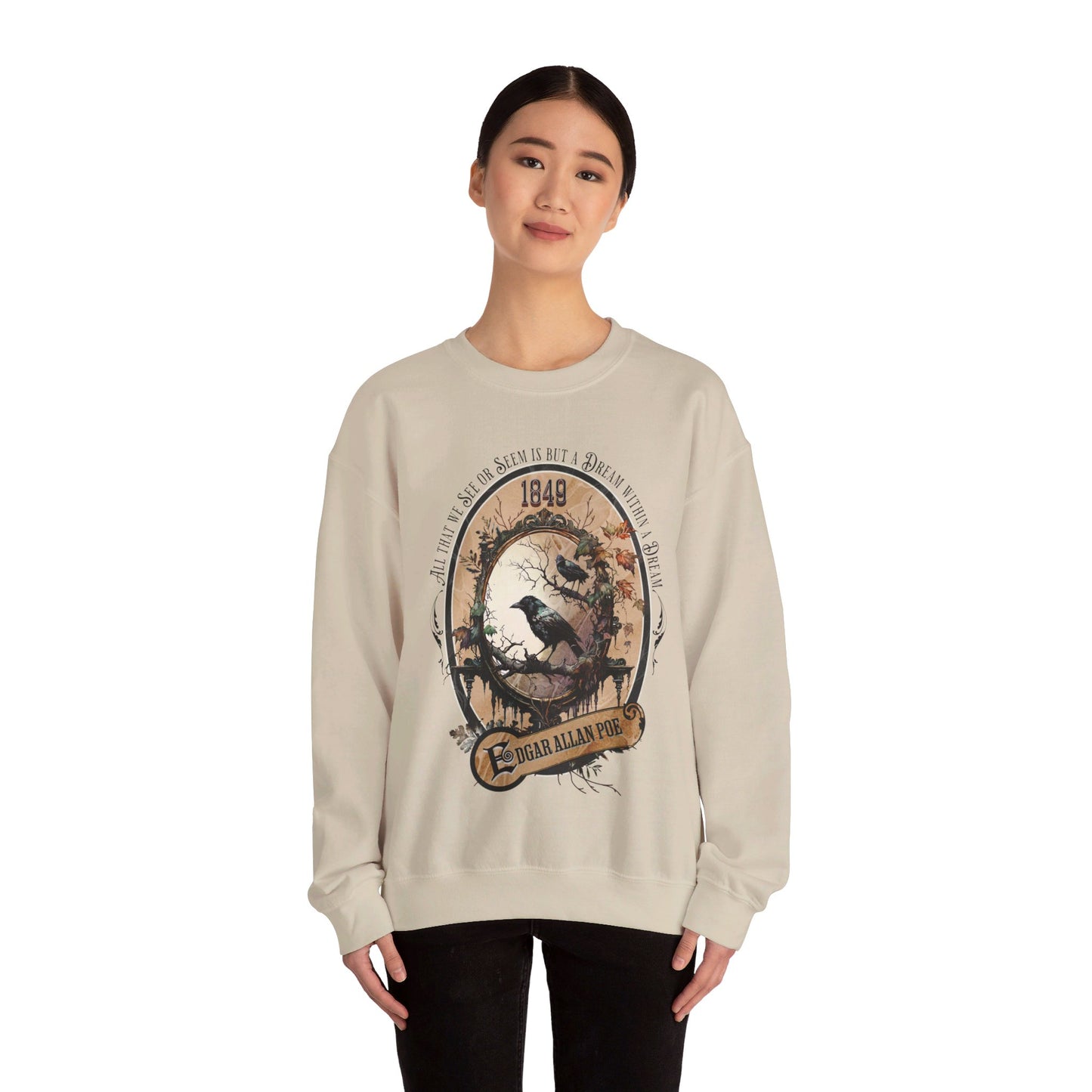 Edgar Allan Poe, A Dream Within A Dream Sweatshirt, Book Lover, Halloween, Haunting Gothic Gift, Light, Dark Academia, Horror Movie Sweater Sweatshirt Printify