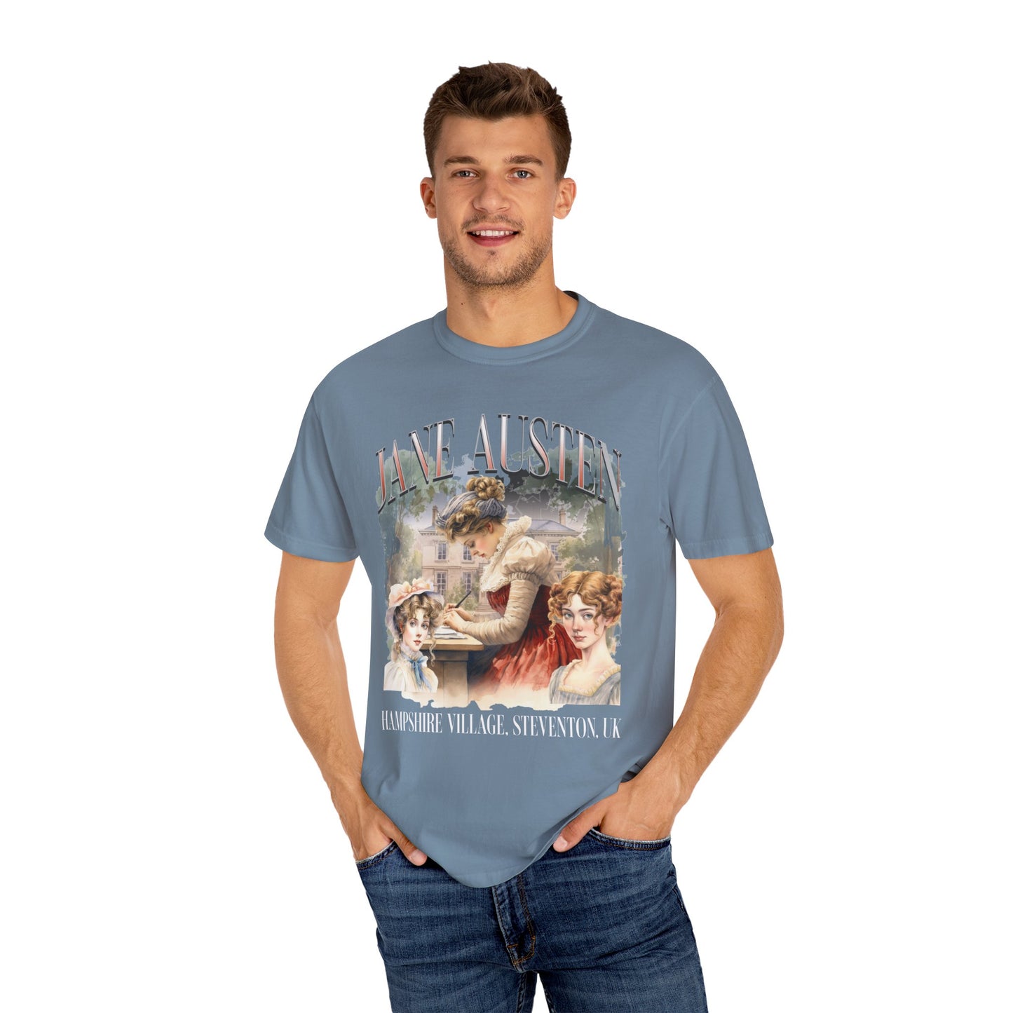 Retro Jane Austen Unisex Garment-Dyed T-shirt T-Shirt Printify