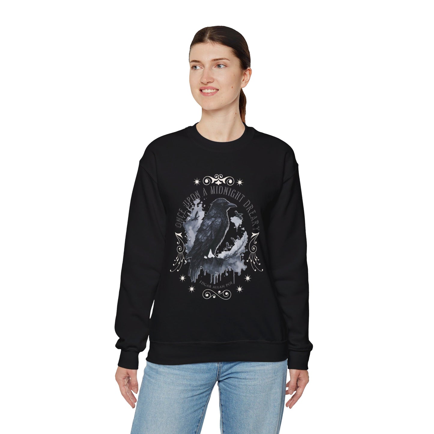 Edgar Allan Poe, The Raven Sweatshirt, Poet, Poetry Lover Sweater, Book Lover, Haunting Gothic Gift, Light, Dark Academia, Horror Movie Top Sweatshirt Printify