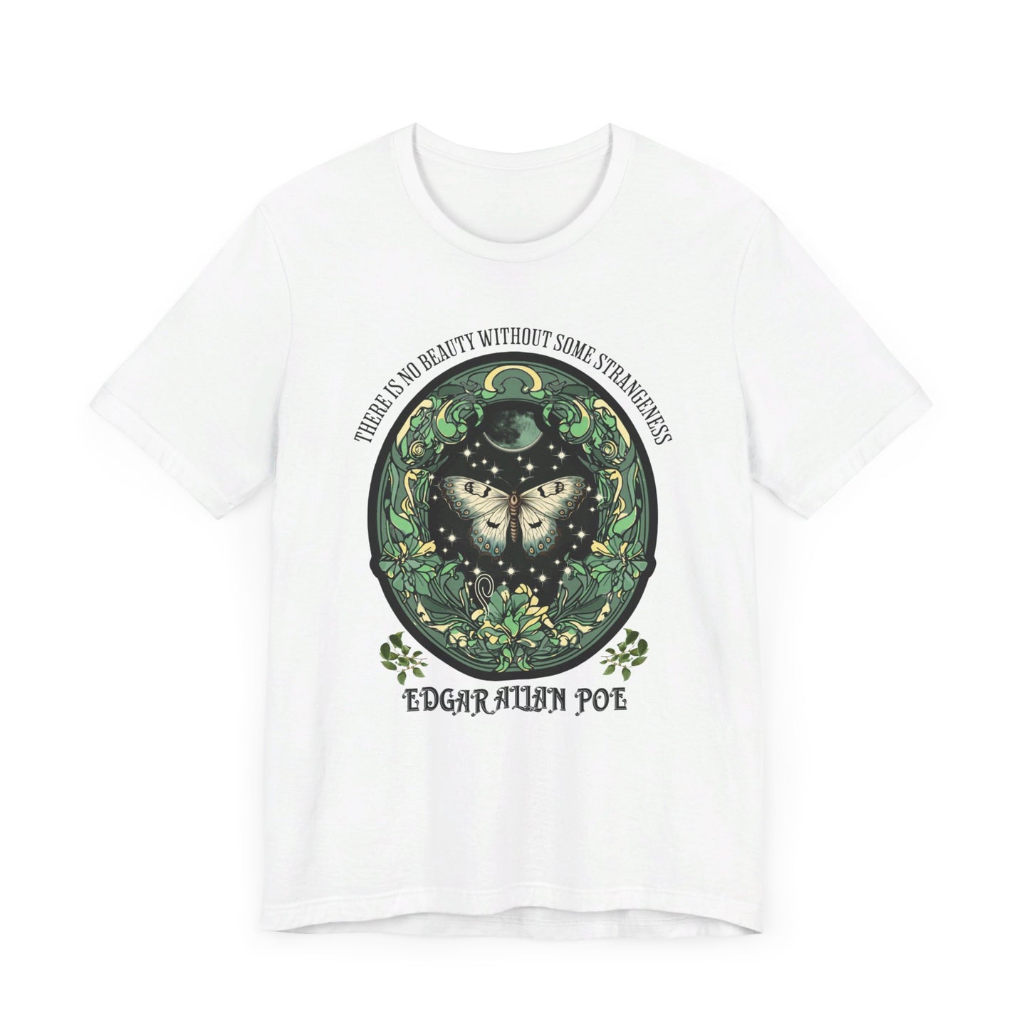 Edgar Allan Poe, Fairycore Night Garden T-Shirt, Book Lover Tee, Haunting Gothic Gift, Light, Dark Academia, Literary Poetry Bookclub Shirt T-Shirt Printify