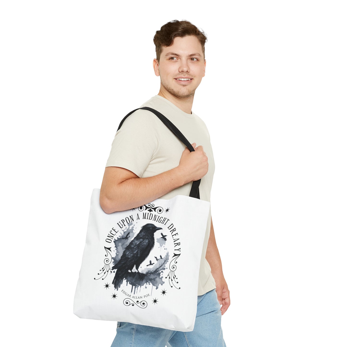 Edgar Allan Poe Tote Bag, The Raven Vintage Poetry Lover Shoulder Bag, Dark Academia, Literary, Bookish, Bookclub Gift, Fall Autumn Gift Bags Printify