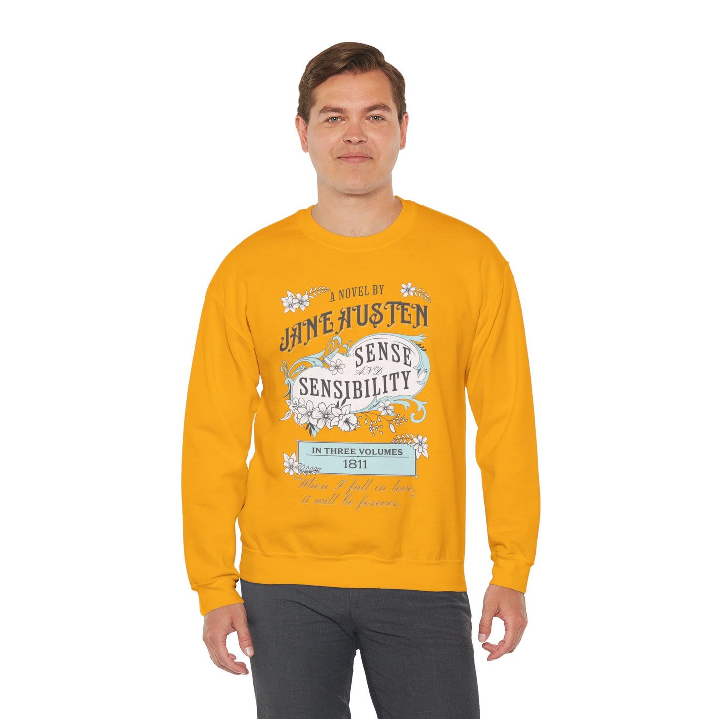 Jane Austen Sweatshirt, Sense & Sensibility Historical Romance Sweater, Bookish Literary Jane Austen Fan Art Gift, Gift for Her, Readers, Sweatshirt Printify