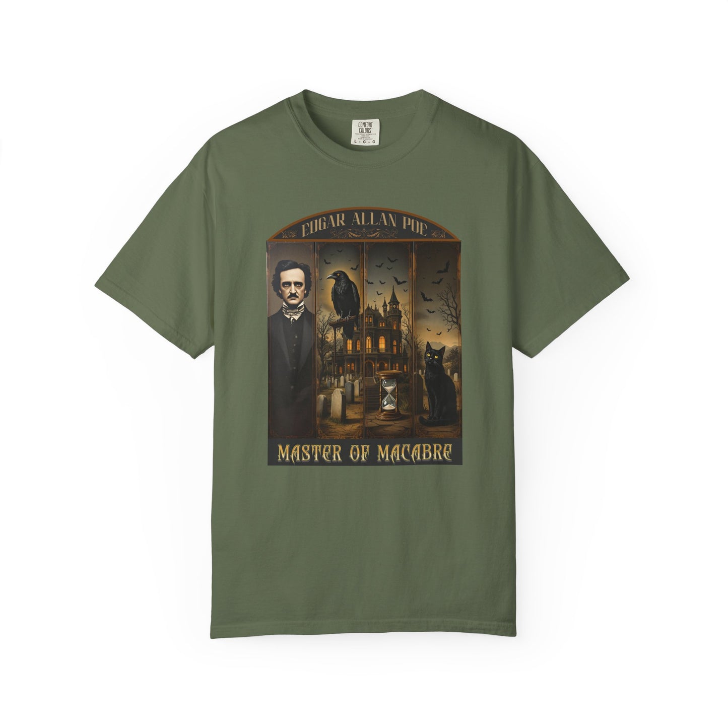 Edgar Allan Poe T-Shirt Gothic Graphic Tee The Raven Nevermore Quote Horror Literature Shirt Dark Academia Aesthetic Halloween Party Gift T-Shirt Printify Sage S