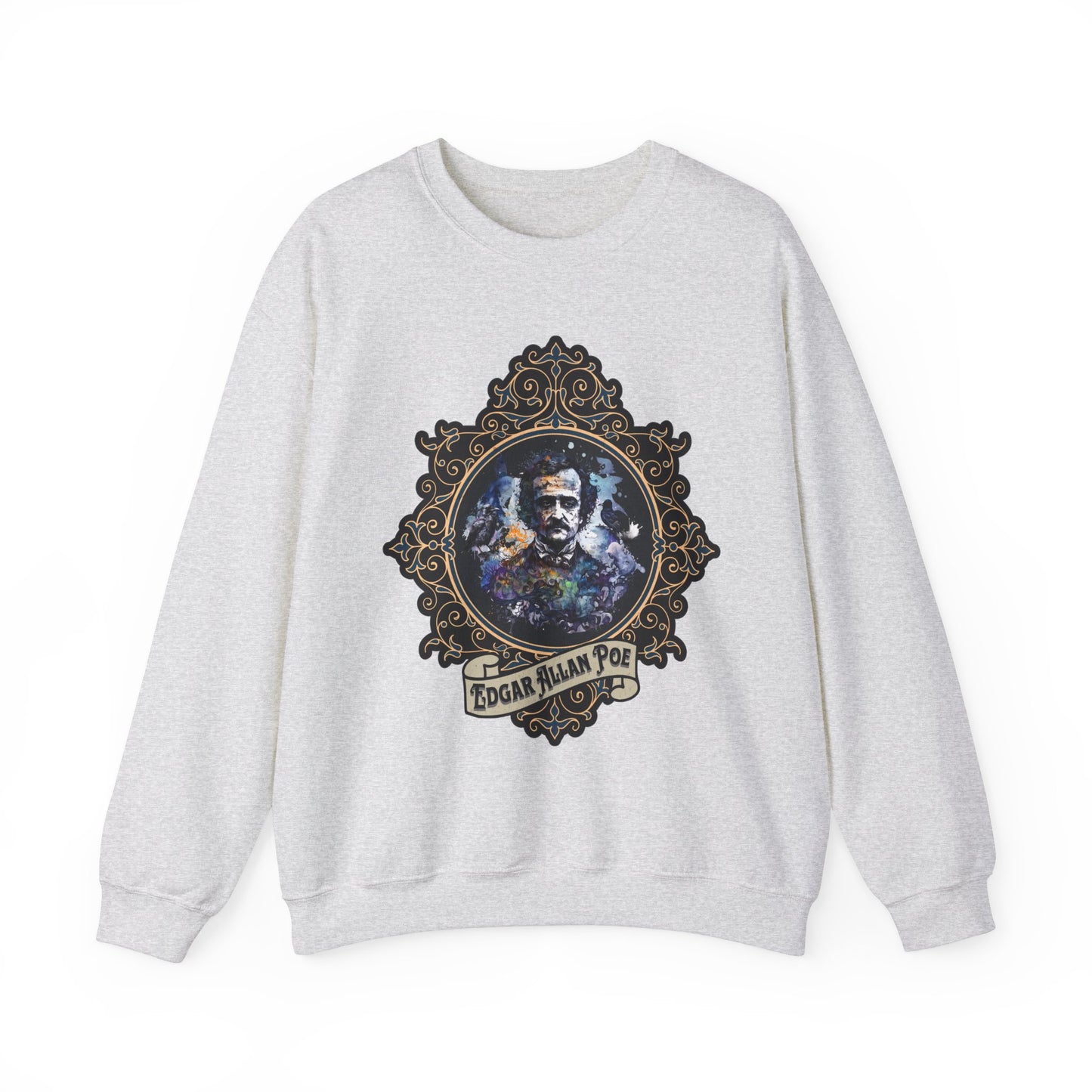 Edgar Allan Poe, Poet, Poetry Lover Sweatshirt, Book Lover, Halloween, Haunting Gothic Gift, Light, Dark Academia, Horror Movie Sweater Sweatshirt Printify S Ash