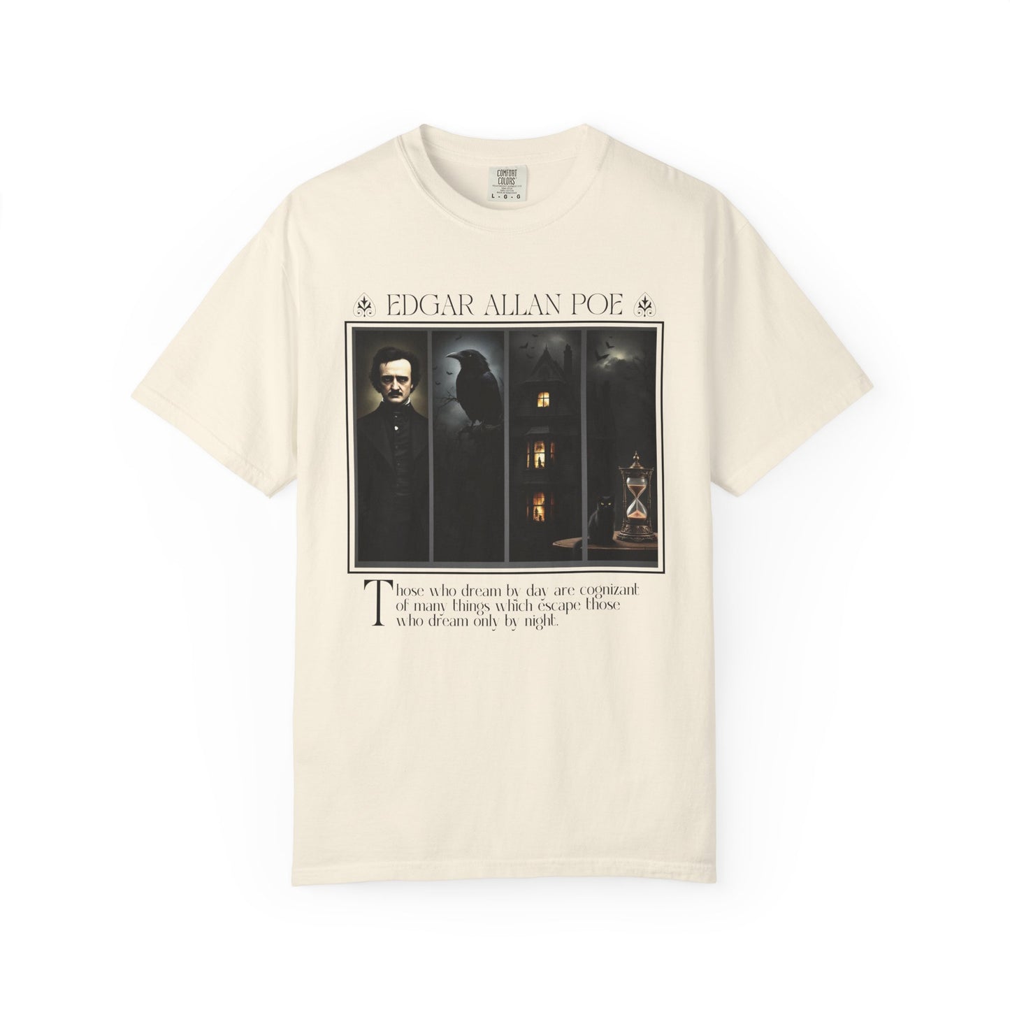 Edgar Allan Poe T-Shirt Gothic Graphic Tee The Raven Nevermore Quote Horror Literature Shirt Dark Academia Aesthetic Halloween Party Gift T-Shirt Printify Ivory S