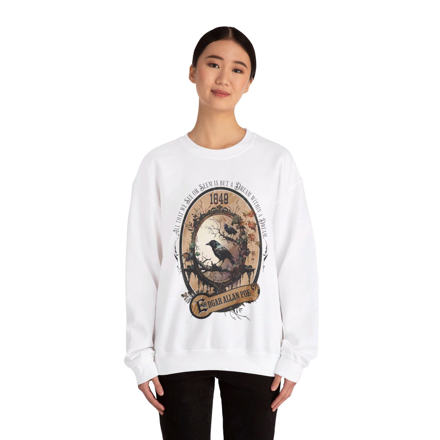 Edgar Allan Poe, A Dream Within A Dream Sweatshirt, Book Lover, Halloween, Haunting Gothic Gift, Light, Dark Academia, Horror Movie Sweater Sweatshirt Printify