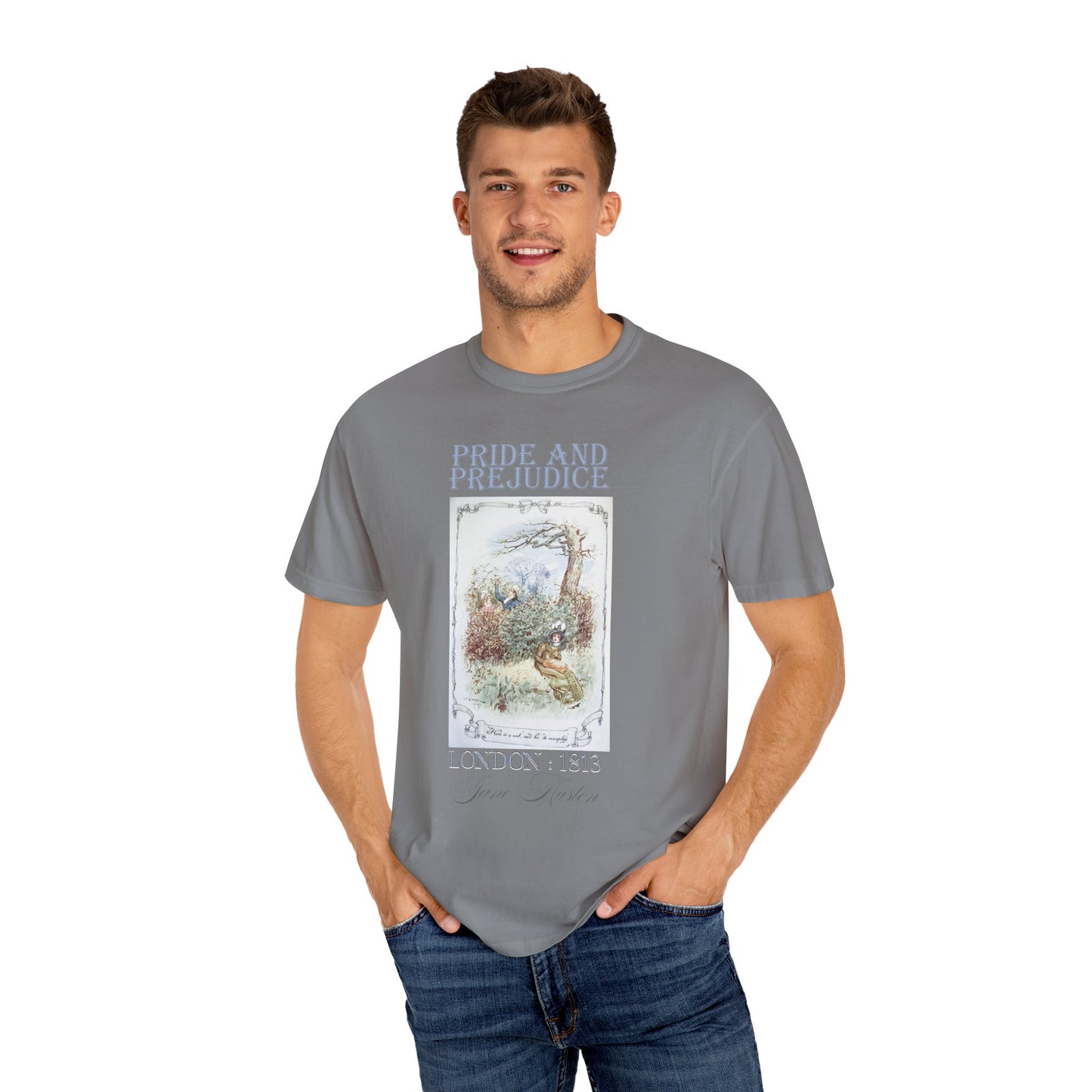 Jane Austen Comfort Colors TShirt, Pride & Prejudice Historical Romance, Bookish Literary Jane Austen Fan Art Gift for Her Bookclub Tee T-Shirt Printify