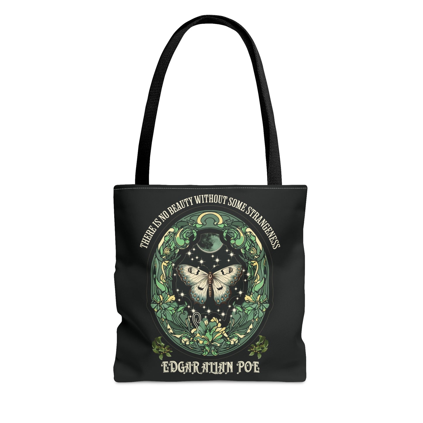 Edgar Allan Poe Tote Bag, Night Garden Botanical Shoulder Bag, Book, Library, Grocery, Travel Bag, Dark Academia, Bookish, Bookclub Gift, Bags Printify Small
