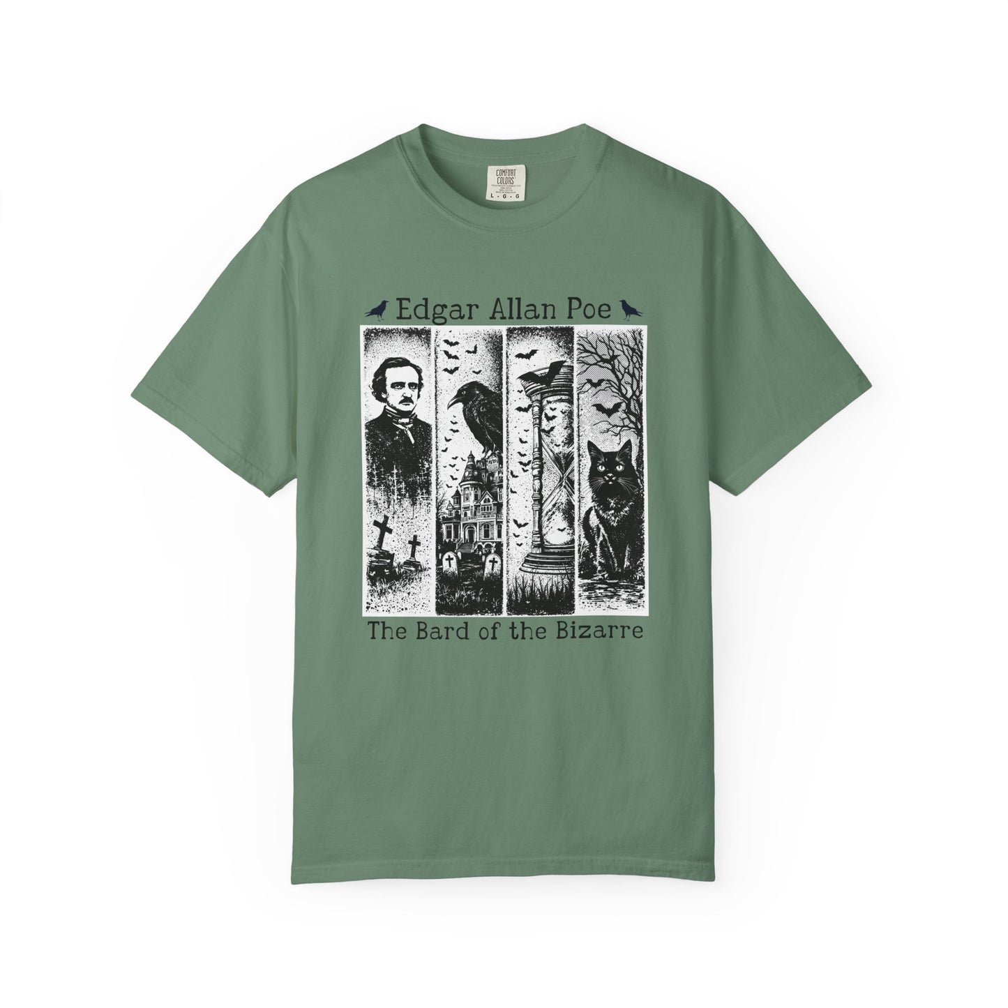 Edgar Allan Poe T-Shirt Gothic Graphic Tee The Raven Nevermore Quote Horror Literature Shirt Dark Academia Aesthetic Halloween Party Gift T-Shirt Printify Light Green S