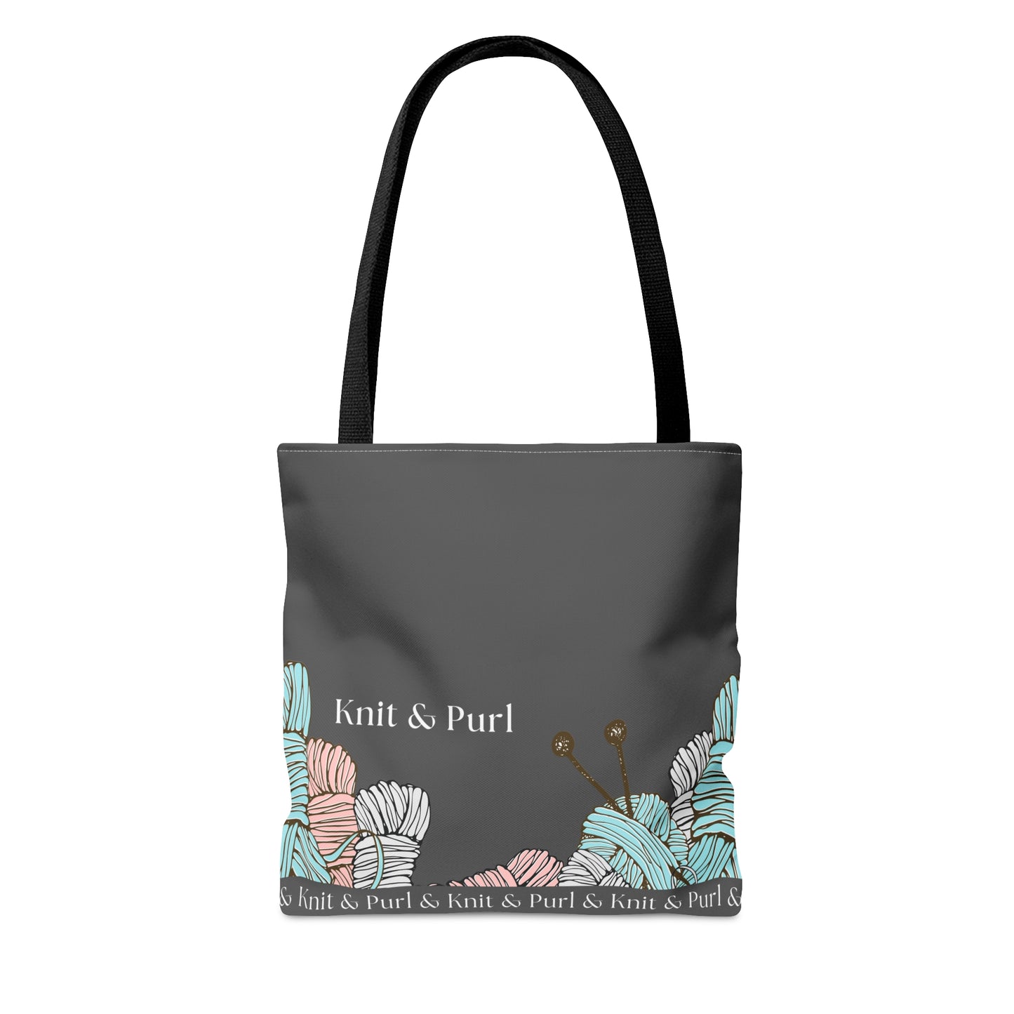 Knit & Purl Tote Bag, Crafter Bag, Yarn Storage Bag, Knitting Project Bag, Crochet Project Bag, Craft Project Tote Bag Bags Printify