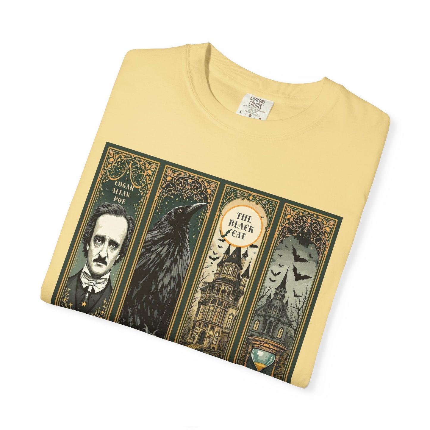 Edgar Allan Poe T-Shirt Gothic Graphic Tee The Raven Nevermore Quote Horror Literature Shirt Dark Academia Aesthetic Halloween Party Gift