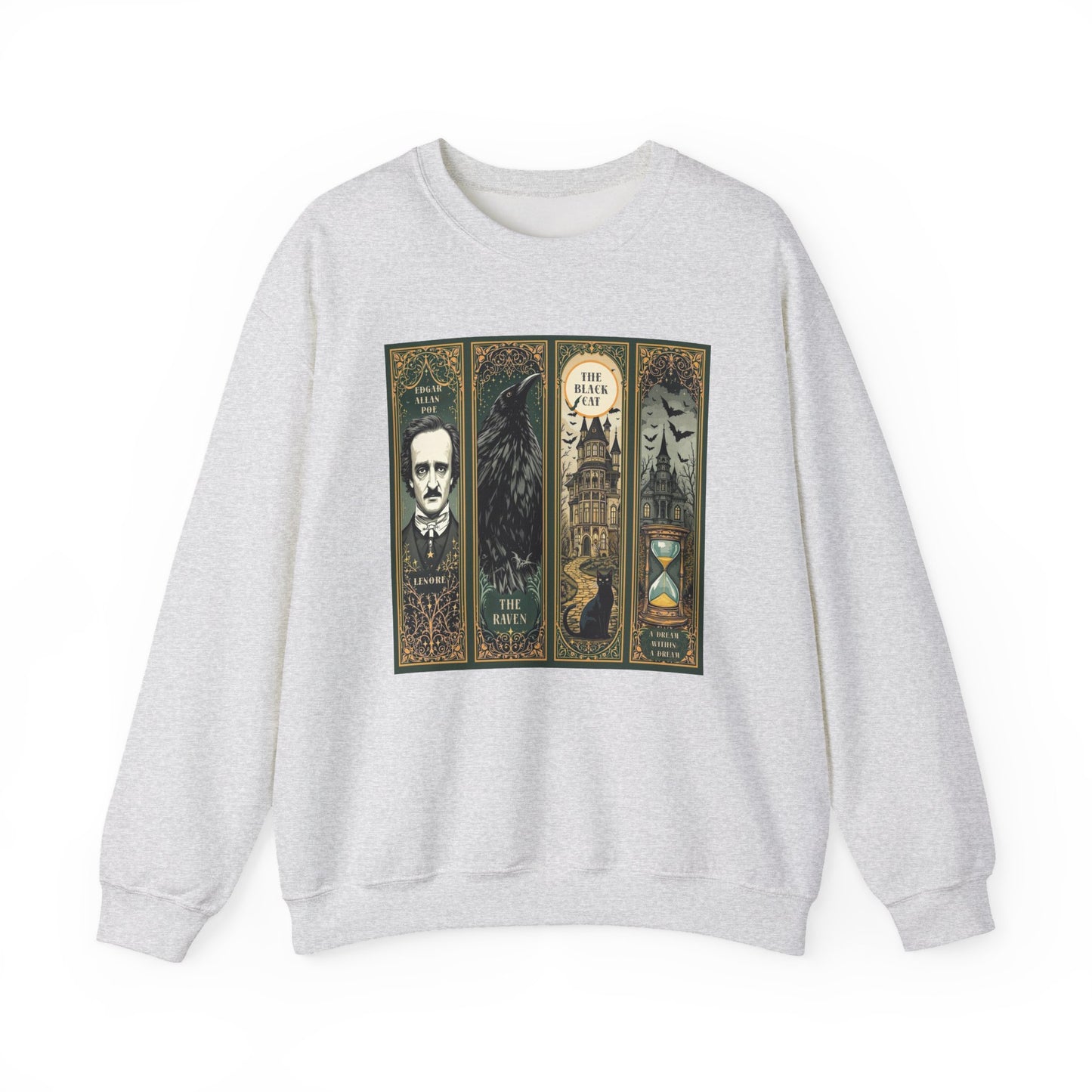 Edgar Allan Poe Sweatshirt The Raven Nevermore Gothic Horror Sweater Dark Academia Macabre Halloween Gift for Book Lovers Birthday Christmas Sweatshirt Printify Ash S
