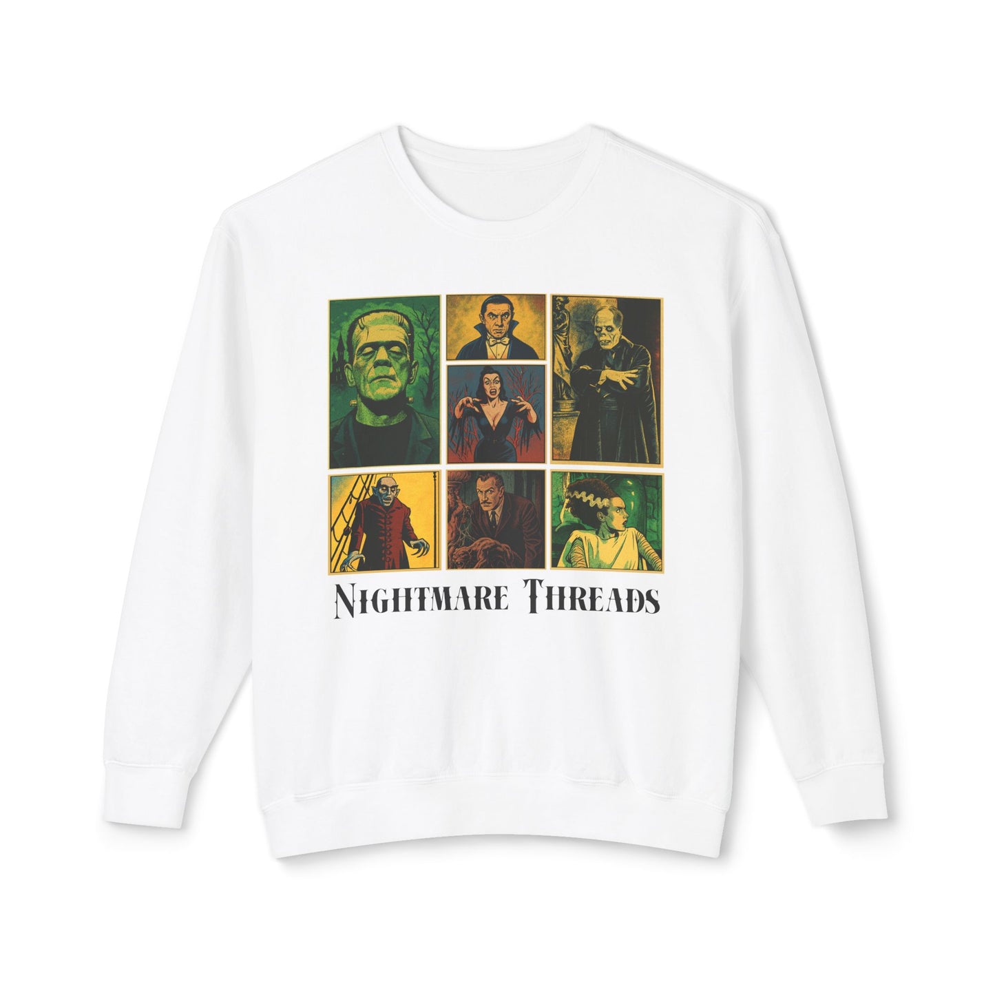 Spooky Vintage Crewneck Sweatshirt - Nightmare Threads, Halloween Apparel, Horror Movie Sweatshirt, Unisex Fashion, Cozy Fall Style Sweatshirt Printify