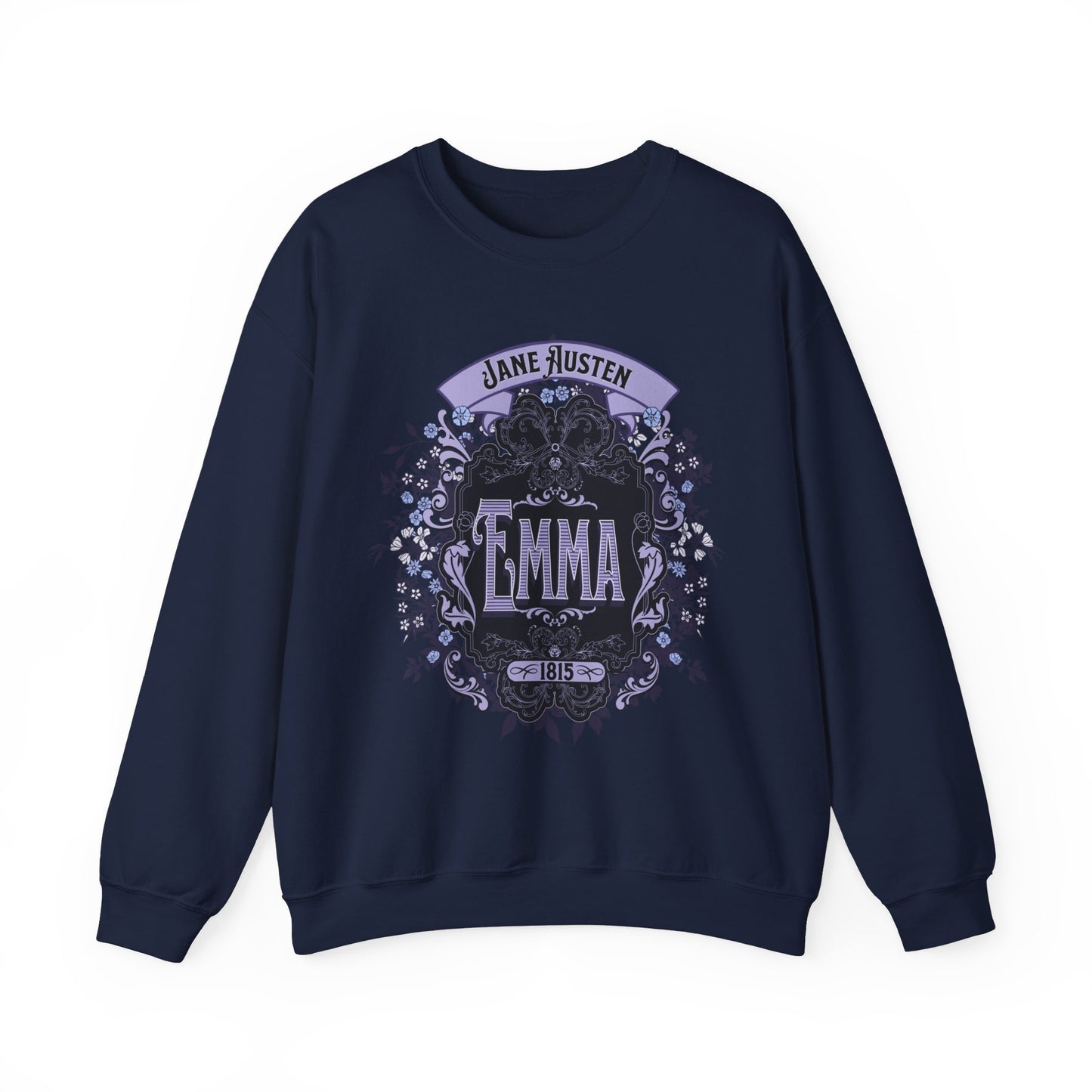 Jane Austen Sweatshirt, Emma Historical Romance Sweater, Bookish Literary Jane Austen Fan Art Gift, Gift for Her, Bookclub Shirt Sweatshirt Printify S Navy