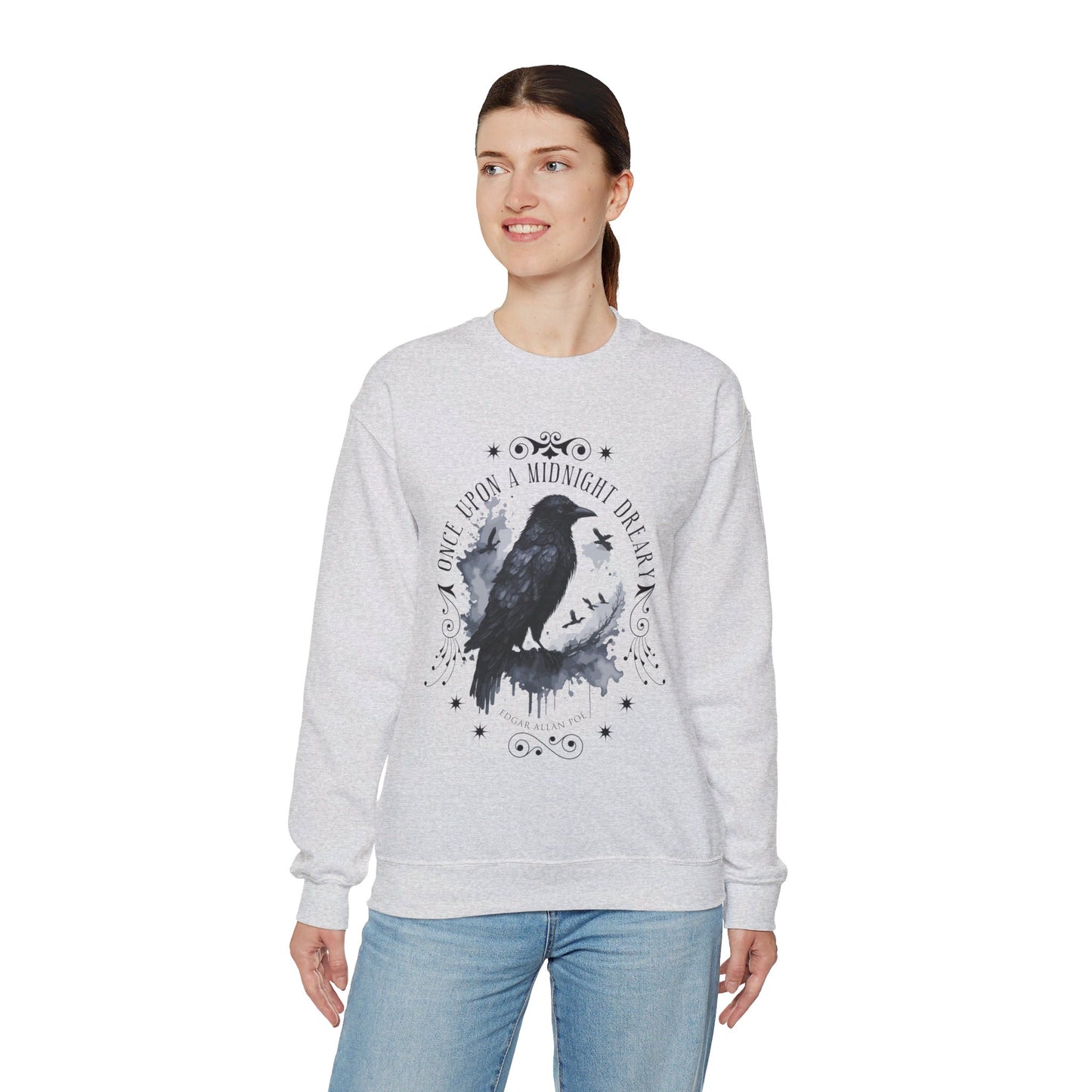 Edgar Allan Poe, The Raven Sweatshirt, Poet, Poetry Lover Sweater, Book Lover, Haunting Gothic Gift, Light, Dark Academia, Horror Movie Top Sweatshirt Printify