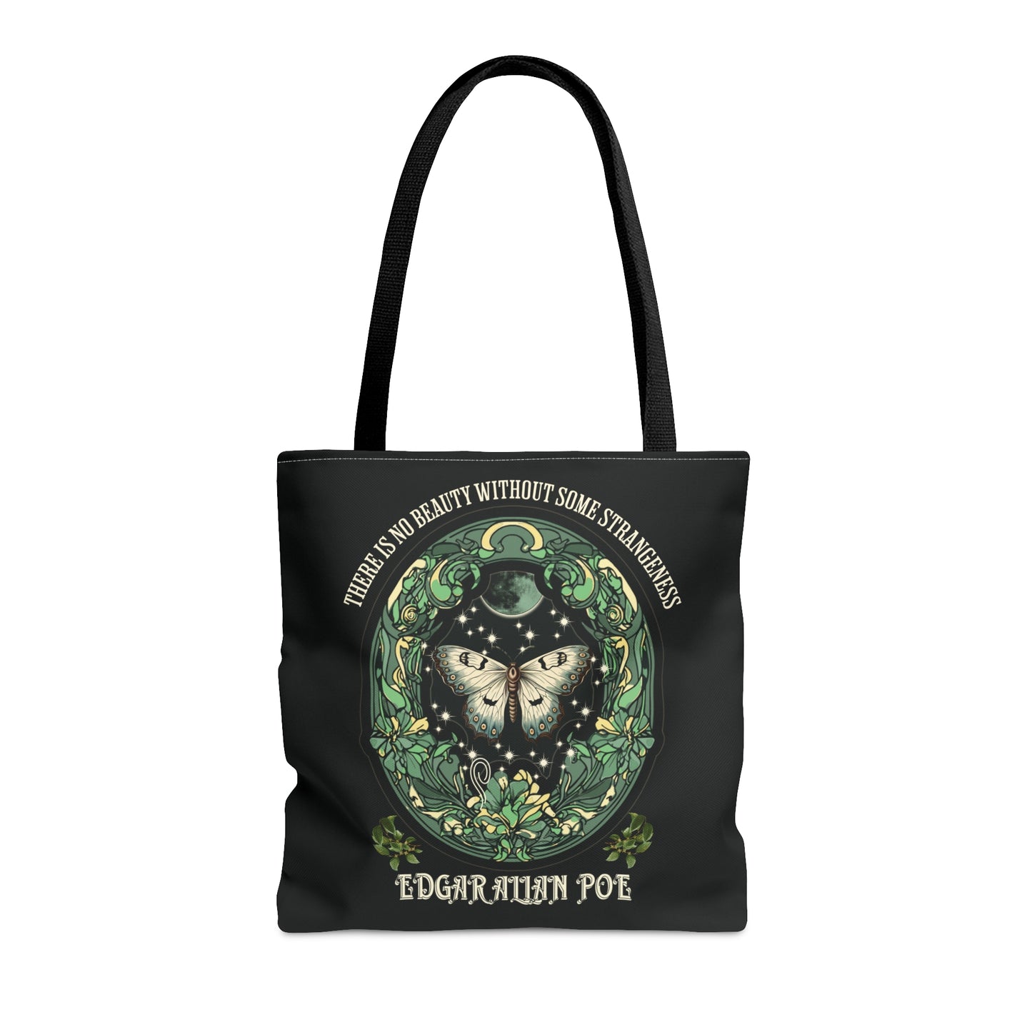 Edgar Allan Poe Tote Bag, Night Garden Botanical Shoulder Bag, Book, Library, Grocery, Travel Bag, Dark Academia, Bookish, Bookclub Gift, Bags Printify Medium