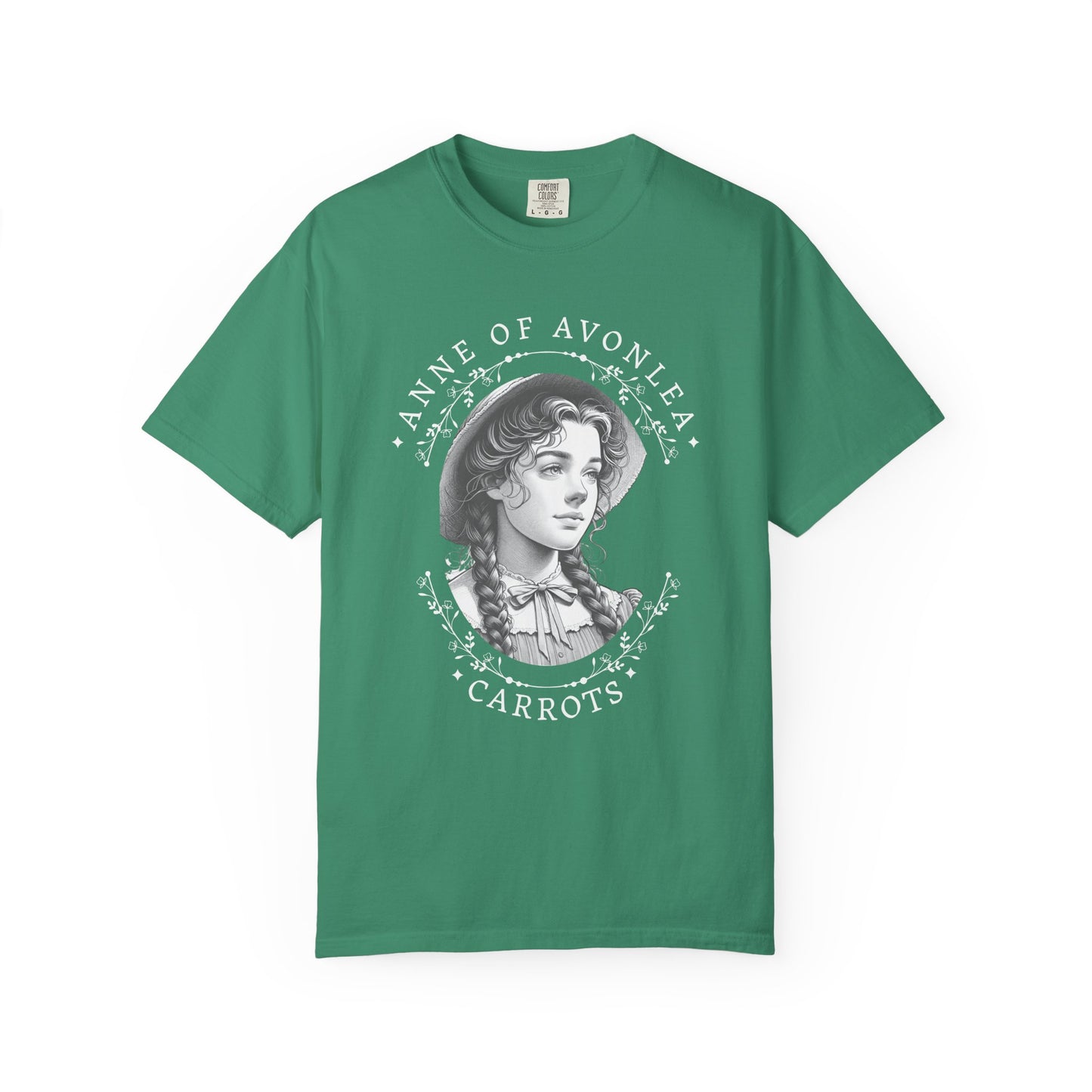 Vintage Anne of Avonlea T-Shirt, Anne of Green Gables Merch Literary Gift Book Lover Tee Anne With An E Carrots Design L.M. Montgomery Fan T-Shirt Printify Grass S