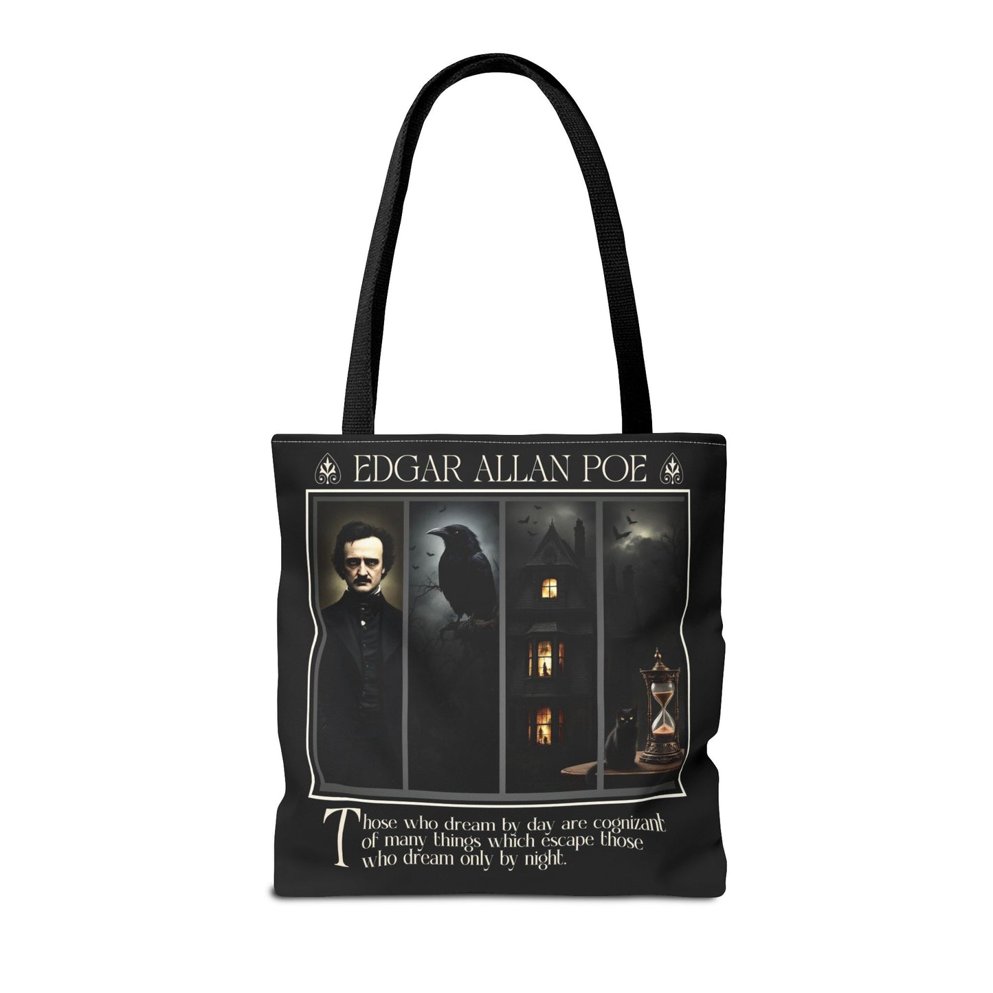 Edgar Allan Poe Tote Bag Gothic Literary Gift for Book Lover Dark Academia Macabre Accessory Halloween Tote Fall School Bag for Poetember Bags Printify