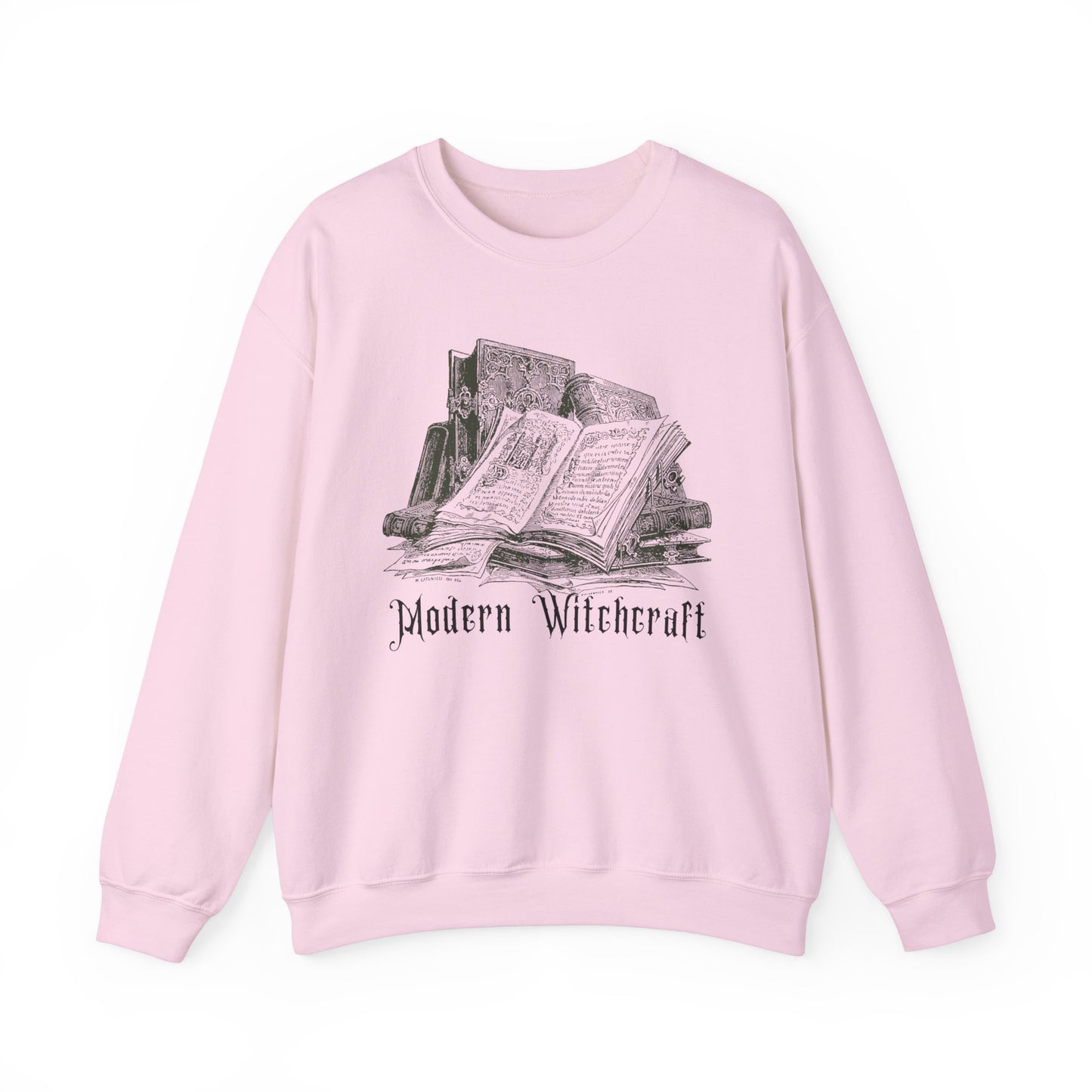 Halloween Vintage Witches Spell Books Sweatshirt, Spooky Season Sweater, Trick or Treating Shirt, Halloween Goth, Dark Academia Sweatshirt Sweatshirt Printify S Light Pink