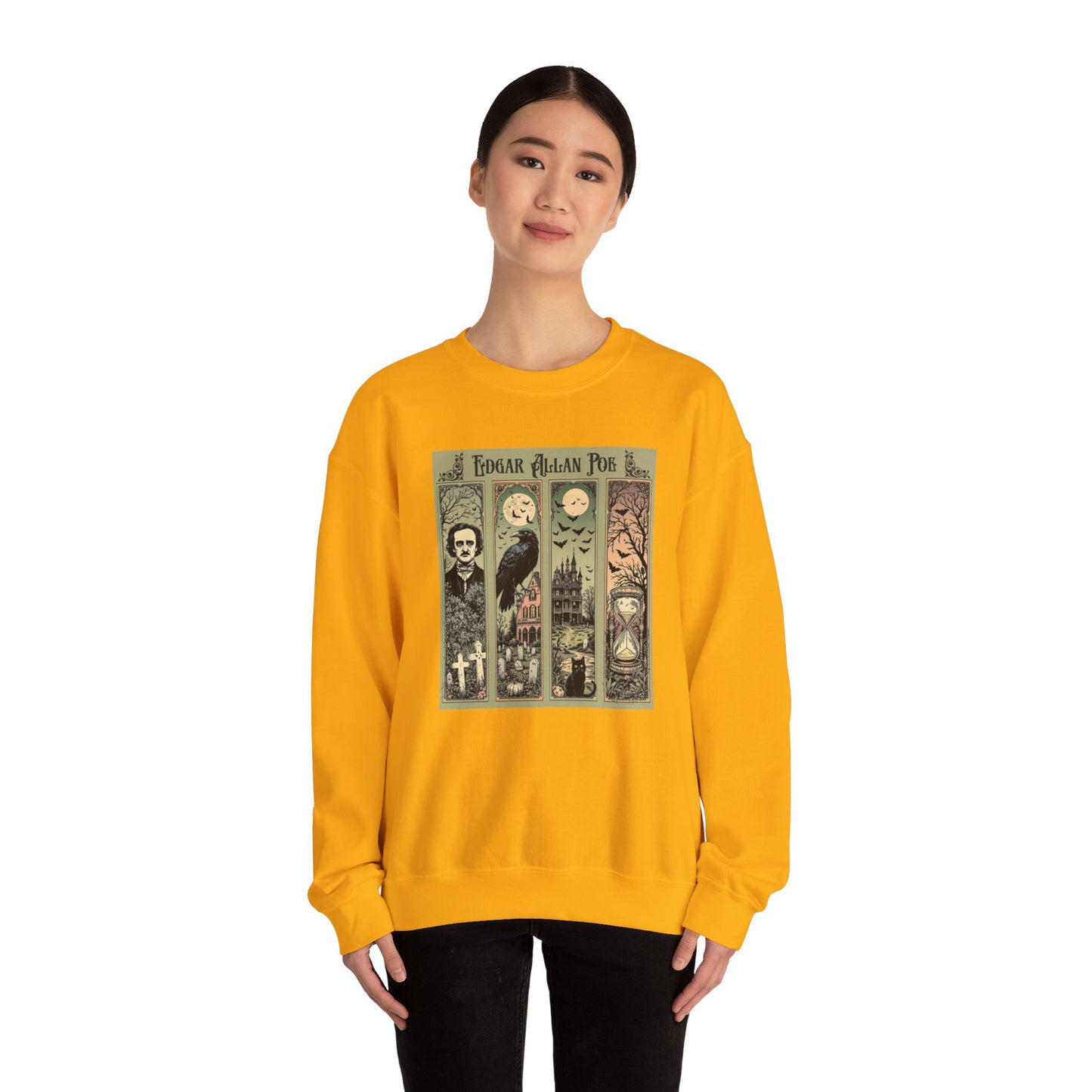 Edgar Allan Poe Sweatshirt The Raven Nevermore Gothic Horror Sweater Dark Academia Macabre Halloween Gift for Book Lovers Birthday Christmas