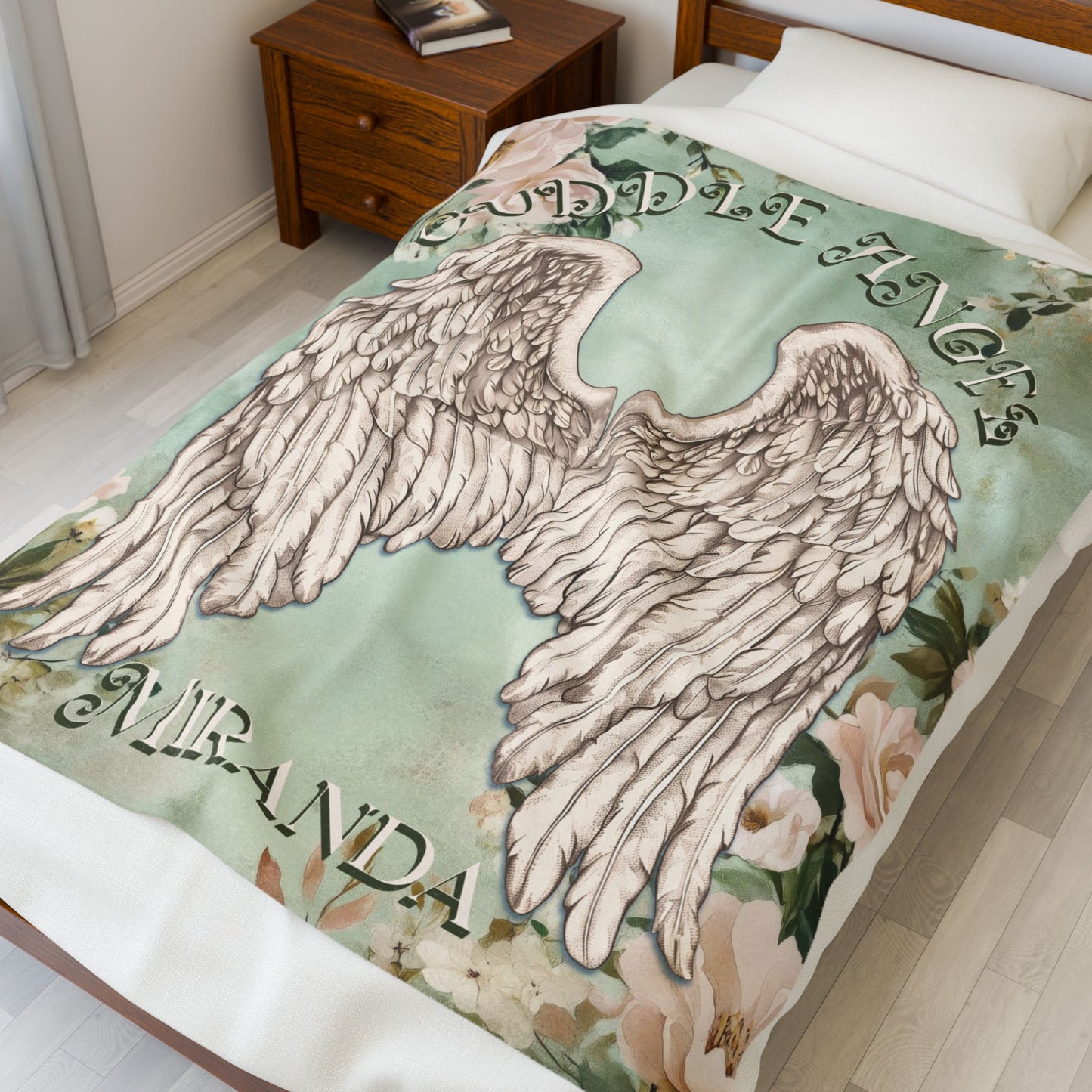 Custom Angel Wings Cuddle Plush Blanket Cozy Throw for Spiritual Gift for Birthday Christmas Gift for Mom or Best Girl Friends Angelic Love All Over Prints Printify