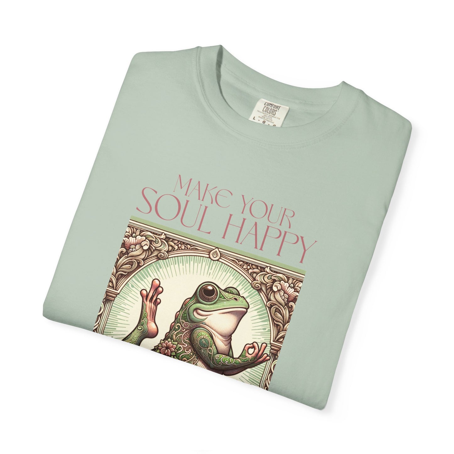 Yoga Frog Make Your Soul Happy Pink Unisex T-Shirt, Casual Wear, Highlander Fan Gift, Comfortable Graphic Tee T-Shirt Printify