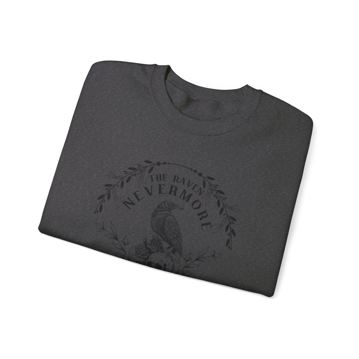 Edgar Allan Poe, Nevermore The Raven Sweatshirt, Book Lover, Halloween, Haunting Gothic Gift, Light, Dark Academia, Horror Movie Sweater Sweatshirt Printify