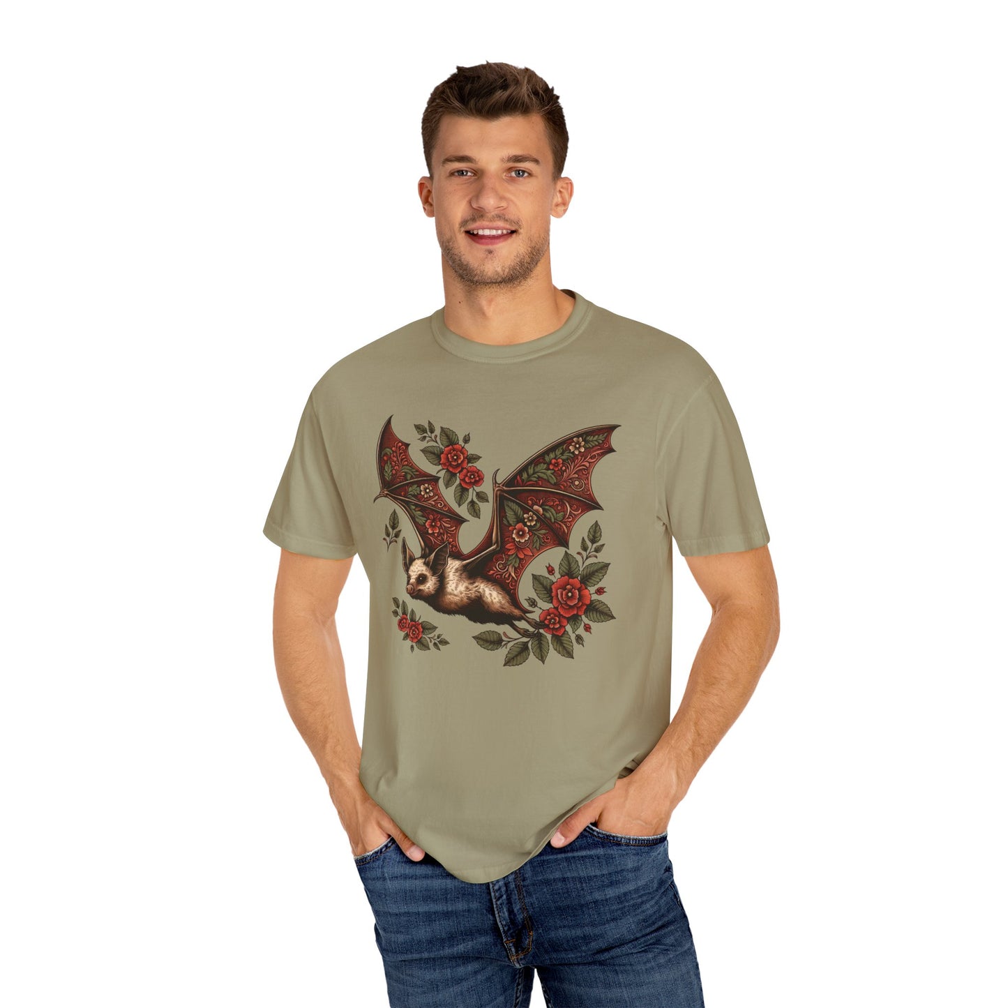 Vintage Bat TShirt Autumn Fall Style Bat Shirt For Halloween Party Spooky Vibes Witchy Dark Academia Comfort Colors Unisex Oversized Shirt T-Shirt Printify