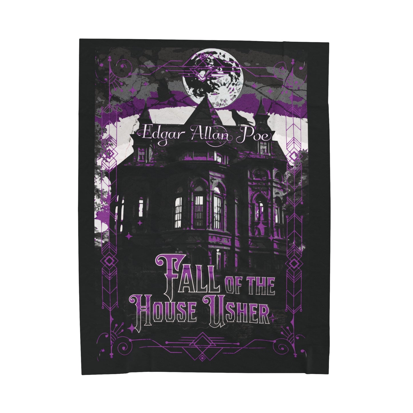 Edgar Allan Poe, The Fall Of The House Of Usher Throw Blanket, Book Lover Reading Blanket, Gothic Dark Academia, Horror Movie Watching Plush All Over Prints Printify 60" × 80"