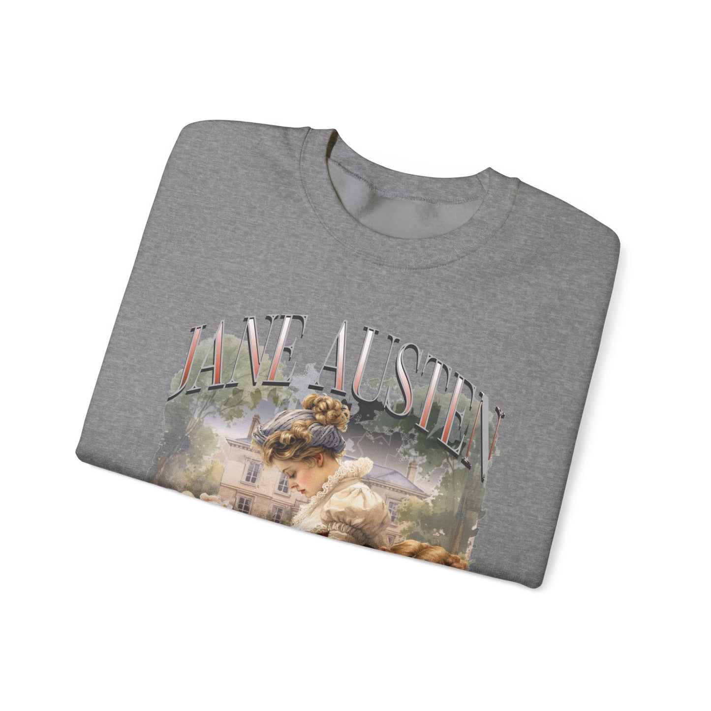 Retro Jane Austen Unisex Heavy Blend™ Crewneck Sweatshirt Sweatshirt Printify