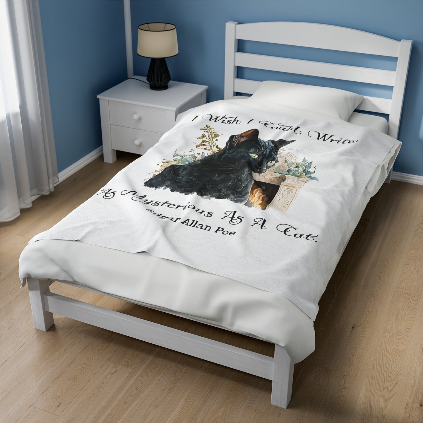 Edgar Allan Poe, The Black Cat Throw Blanket, Soft Book Lover Reading Blanket, Gothic Dark Academia, Horror Movie Watching Plush, Fairycore All Over Prints Printify