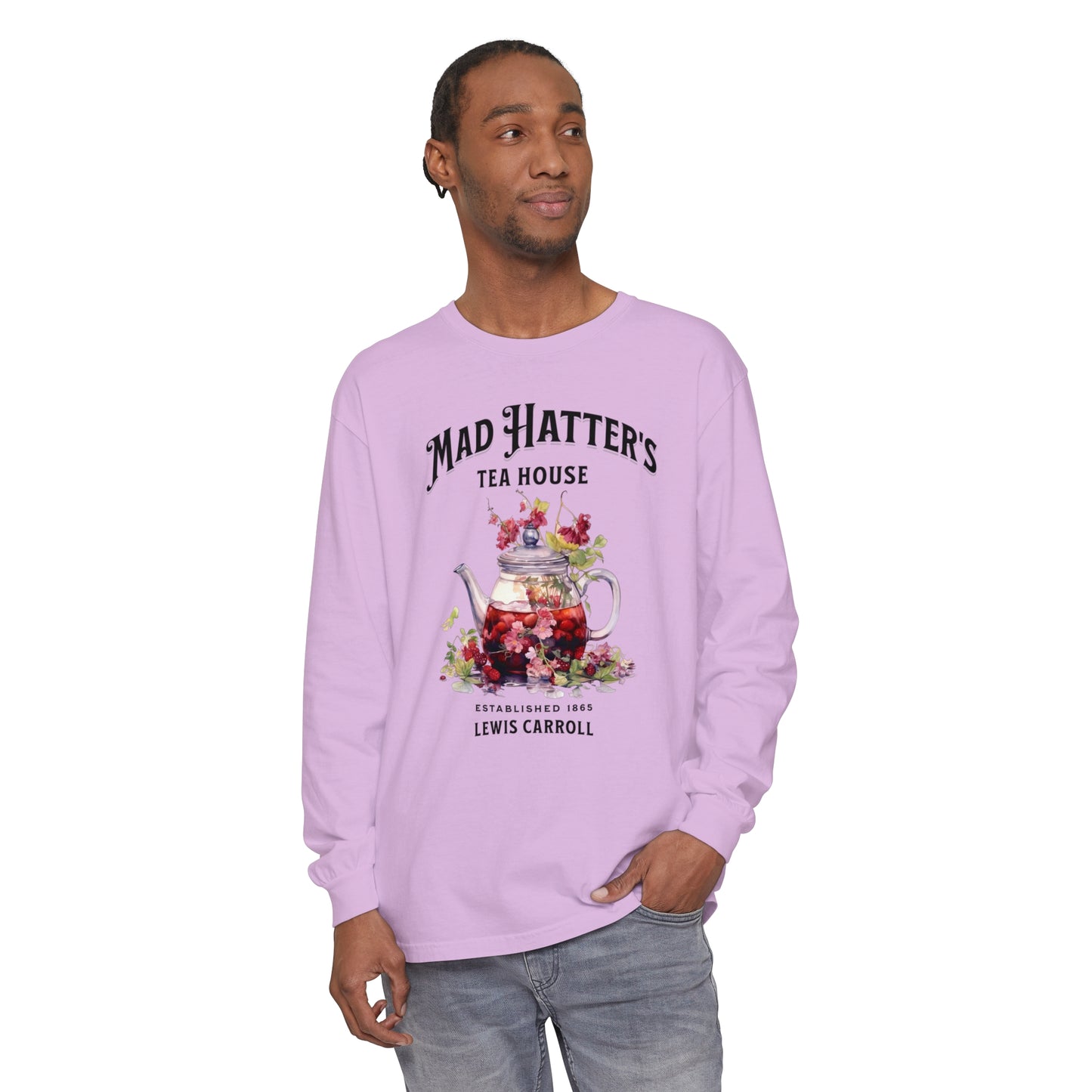Mad Hatter's Tea Long Sleeve Shirt Alice In Wonderland Lewis Carroll Whimsigoth Academia TShirt Mad Hatter Tea Party Tee Bookish Booktok Long-sleeve Printify