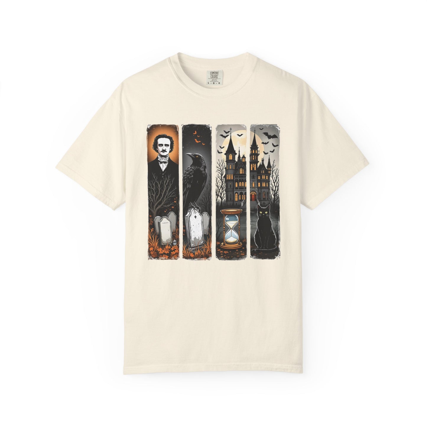Edgar Allan Poe T-Shirt Gothic Graphic Tee The Raven Nevermore Quote Horror Literature Shirt Dark Academia Aesthetic Halloween Party Gift T-Shirt Printify Ivory S