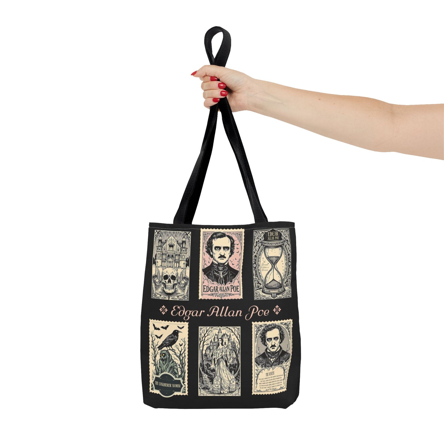 Edgar Allan Poe Tote Bag Gothic Literary Gift for Book Lover Dark Academia Macabre Accessory Halloween Tote Fall School Bag for Poetember Bags Printify