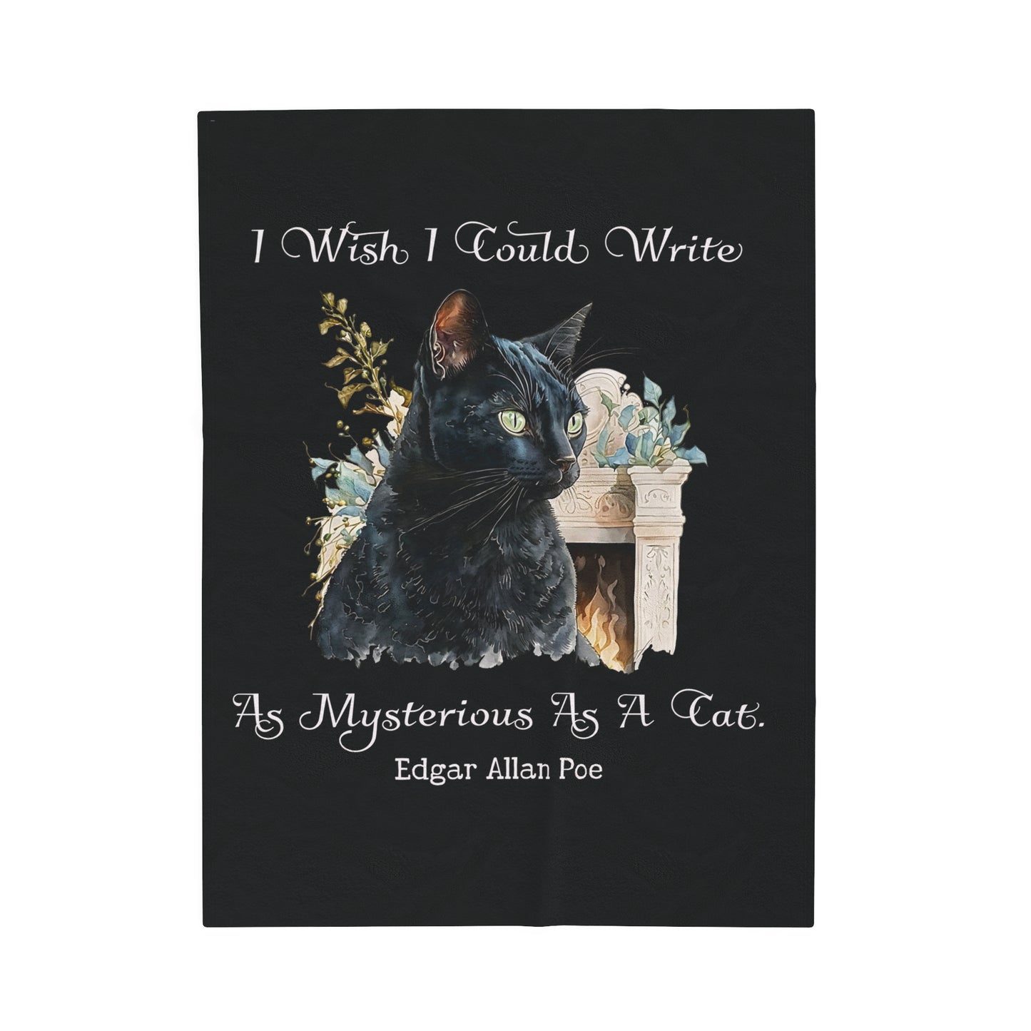 Edgar Allan Poe, The Black Cat Throw Blanket, Soft Book Lover Reading Blanket, Gothic Dark Academia, Horror Movie Watching Plush, Fairycore All Over Prints Printify 30" × 40"
