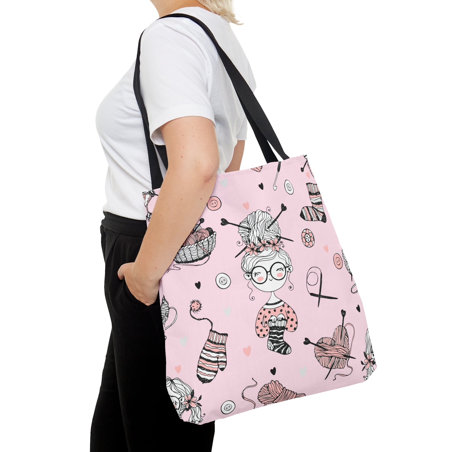 Craft, Crochet or Knitting Tote Bag, Yarn Storage Shoulder Bags, Gift for Knitter, Crafter, Grocery Shopping, School, Resusable, Travel Bag Bags Printify