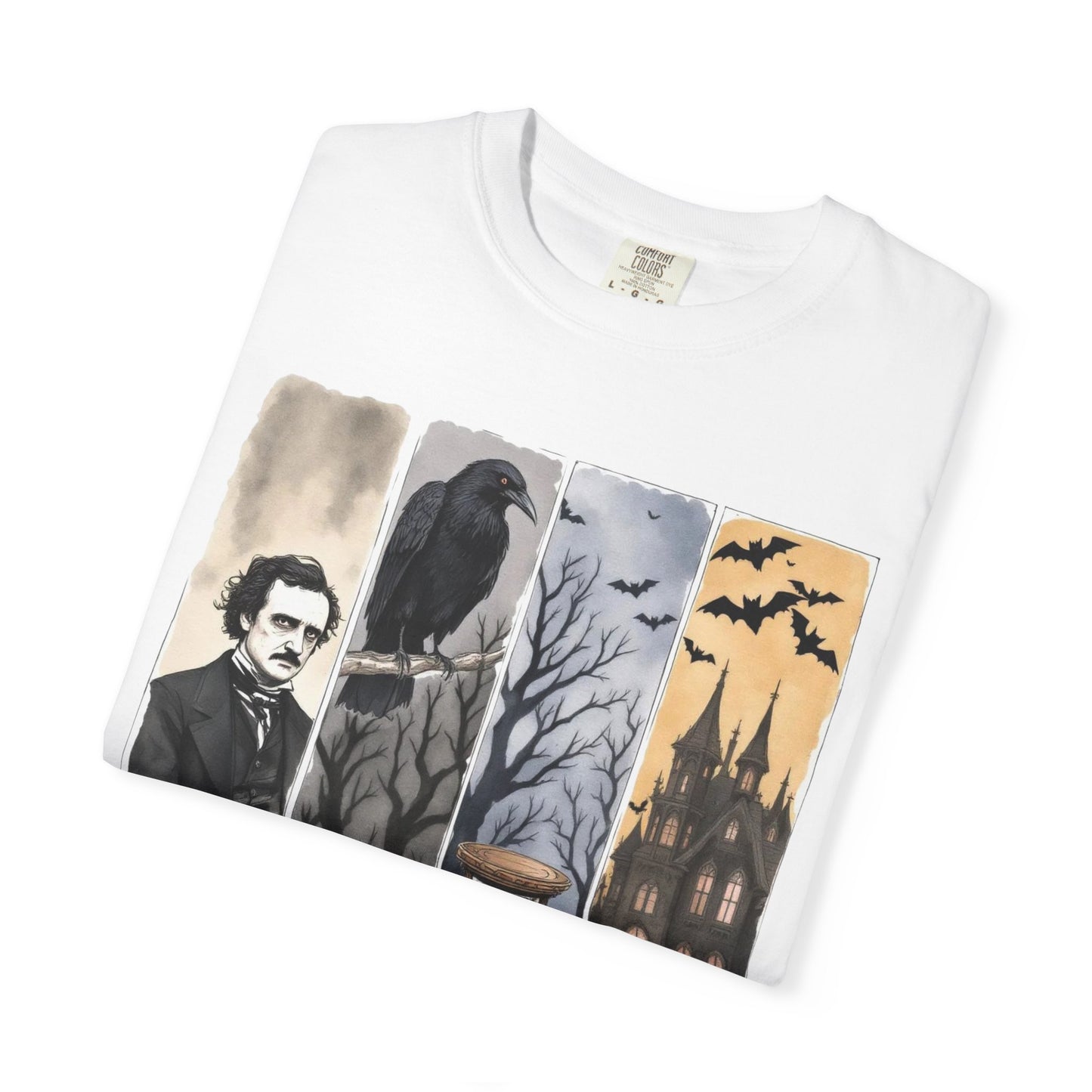 Edgar Allan Poe T-Shirt Gothic Graphic Tee The Raven Nevermore Quote Horror Literature Shirt Dark Academia Aesthetic Halloween Party Gift T-Shirt Printify