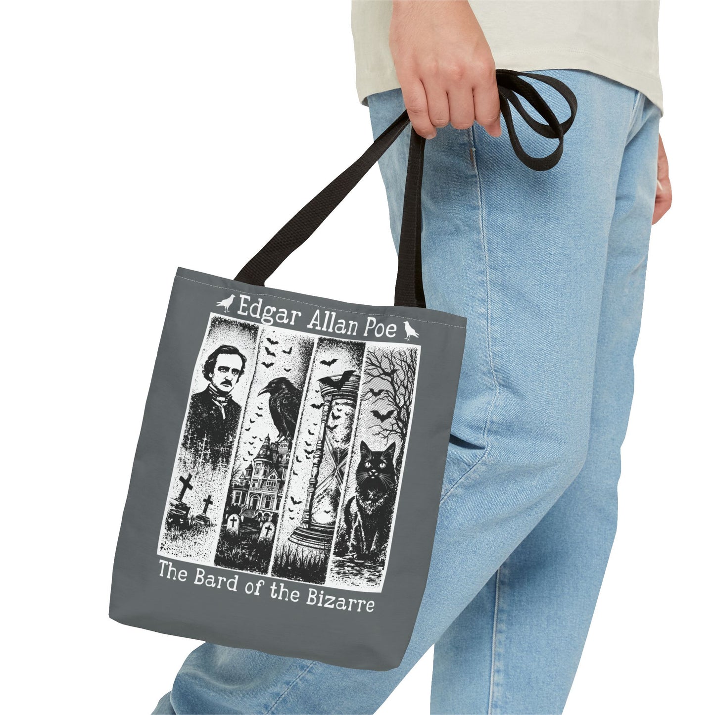 Edgar Allan Poe Tote Bag Gothic Literary Gift for Book Lover Dark Academia Macabre Accessory Halloween Tote Fall School Bag for Poetember Bags Printify