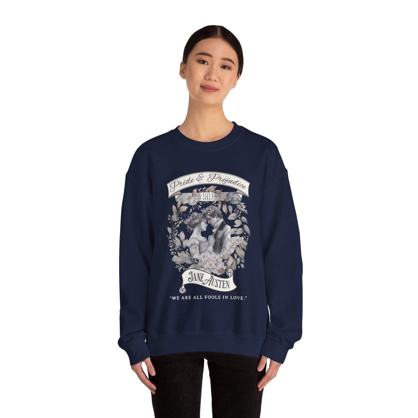 Jane Austen Sweatshirt, Pride & Prejudice Historical Romance Sweater, Bookish Literary Jane Austen Fan Art Gift, Gift for Her, Readers, Sweatshirt Printify
