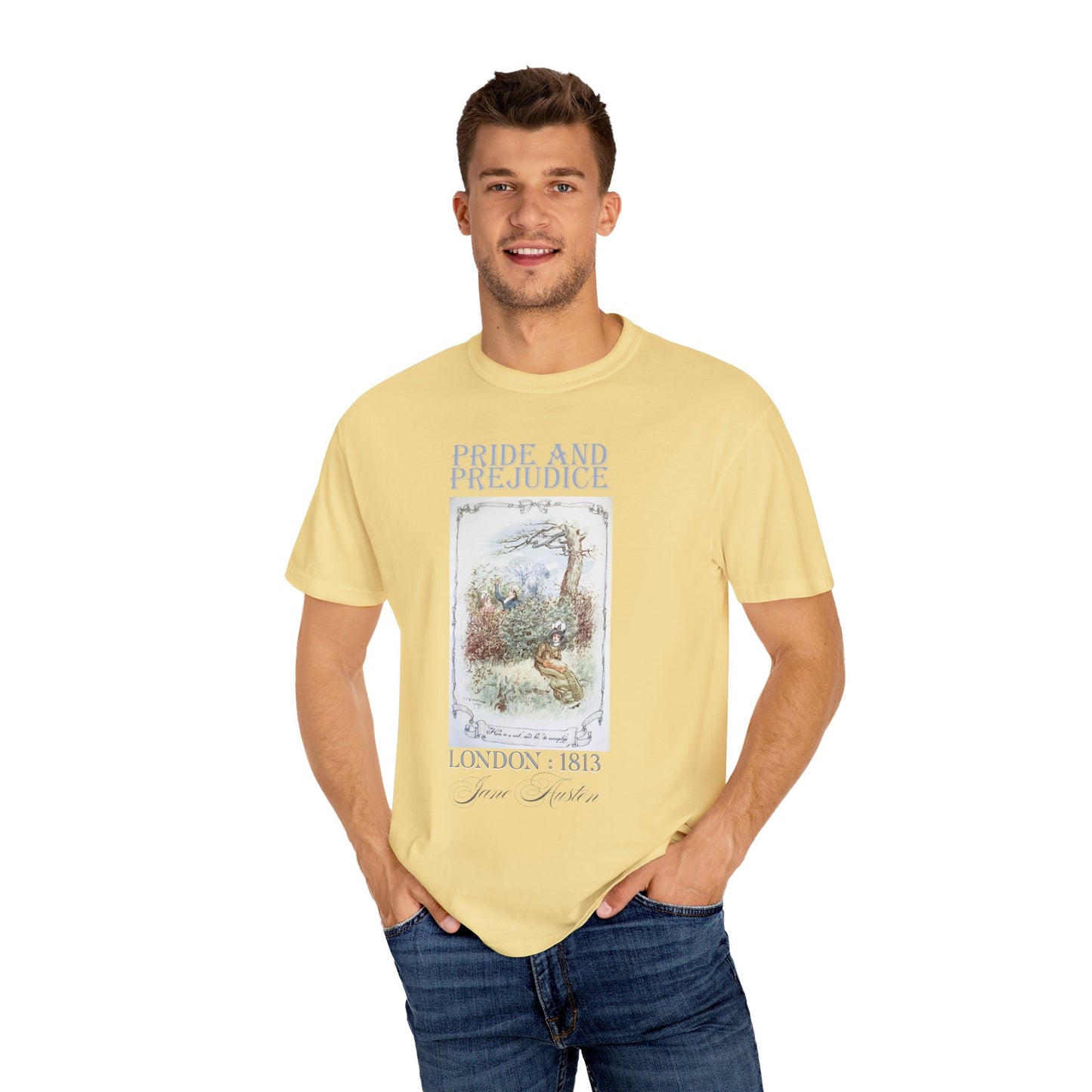 Jane Austen Comfort Colors TShirt, Pride & Prejudice Historical Romance, Bookish Literary Jane Austen Fan Art Gift for Her Bookclub Tee T-Shirt Printify