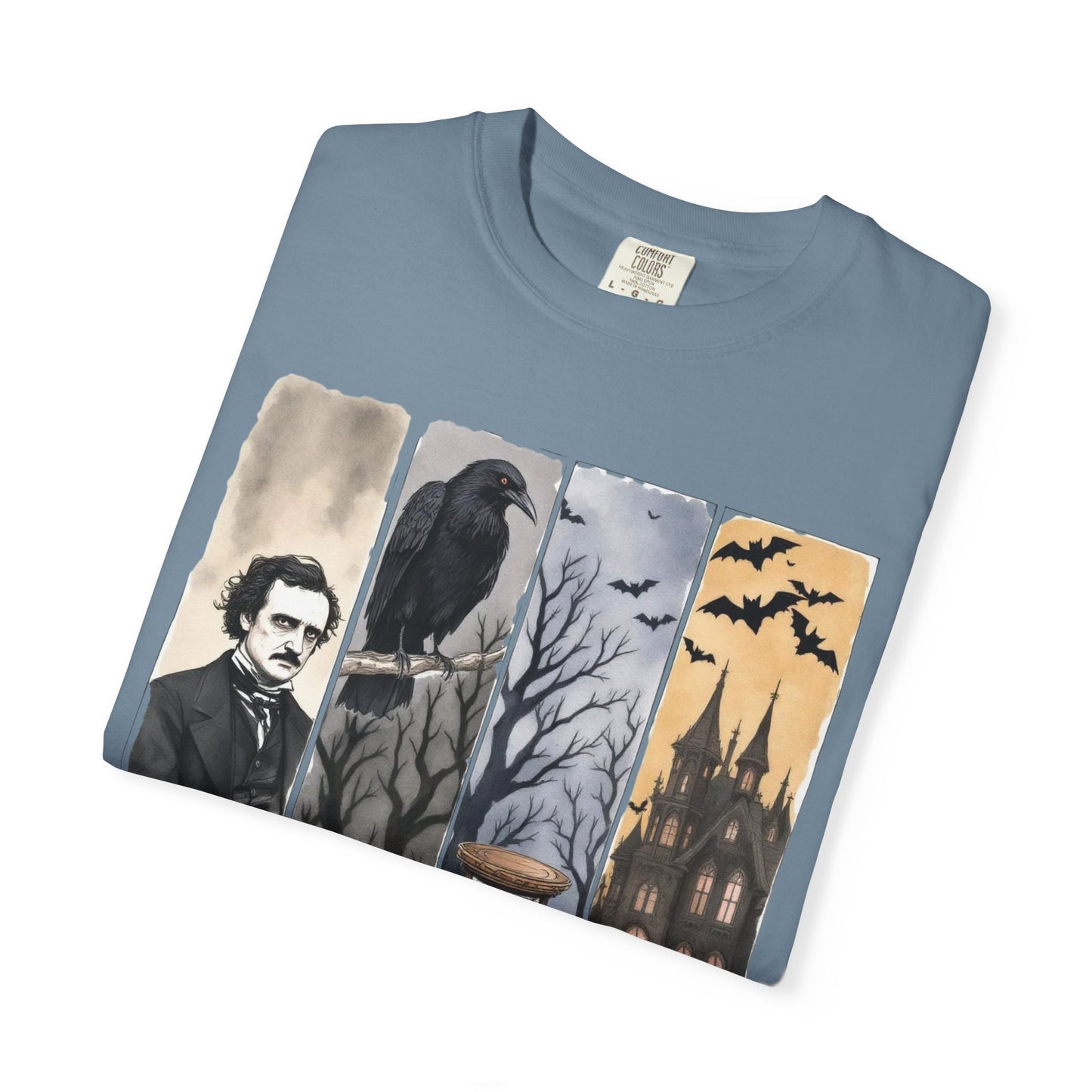 Edgar Allan Poe T-Shirt Gothic Graphic Tee The Raven Nevermore Quote Horror Literature Shirt Dark Academia Aesthetic Halloween Party Gift