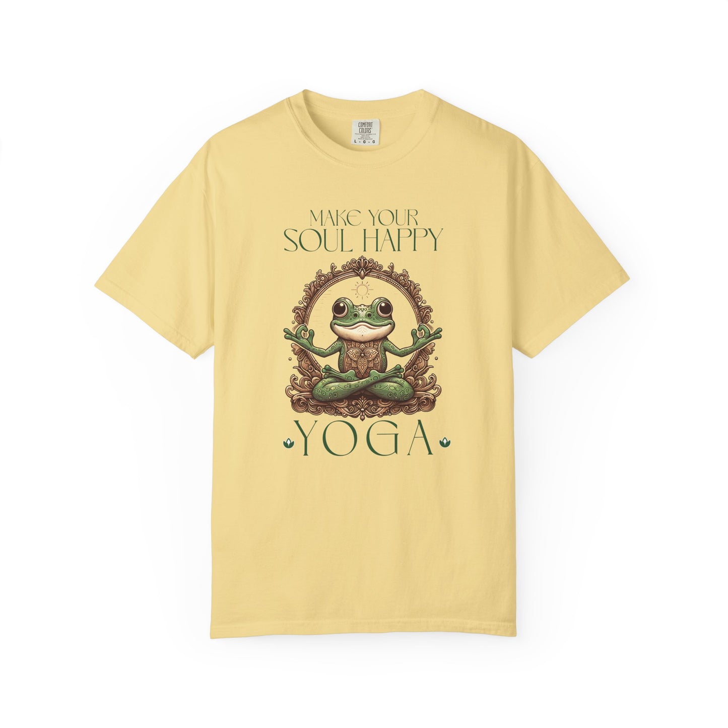 Green Yoga Frog Make Your Soul Happy Unisex T-Shirt, Casual Wear, Highlander Fan Gift, T-Shirt Printify Butter S