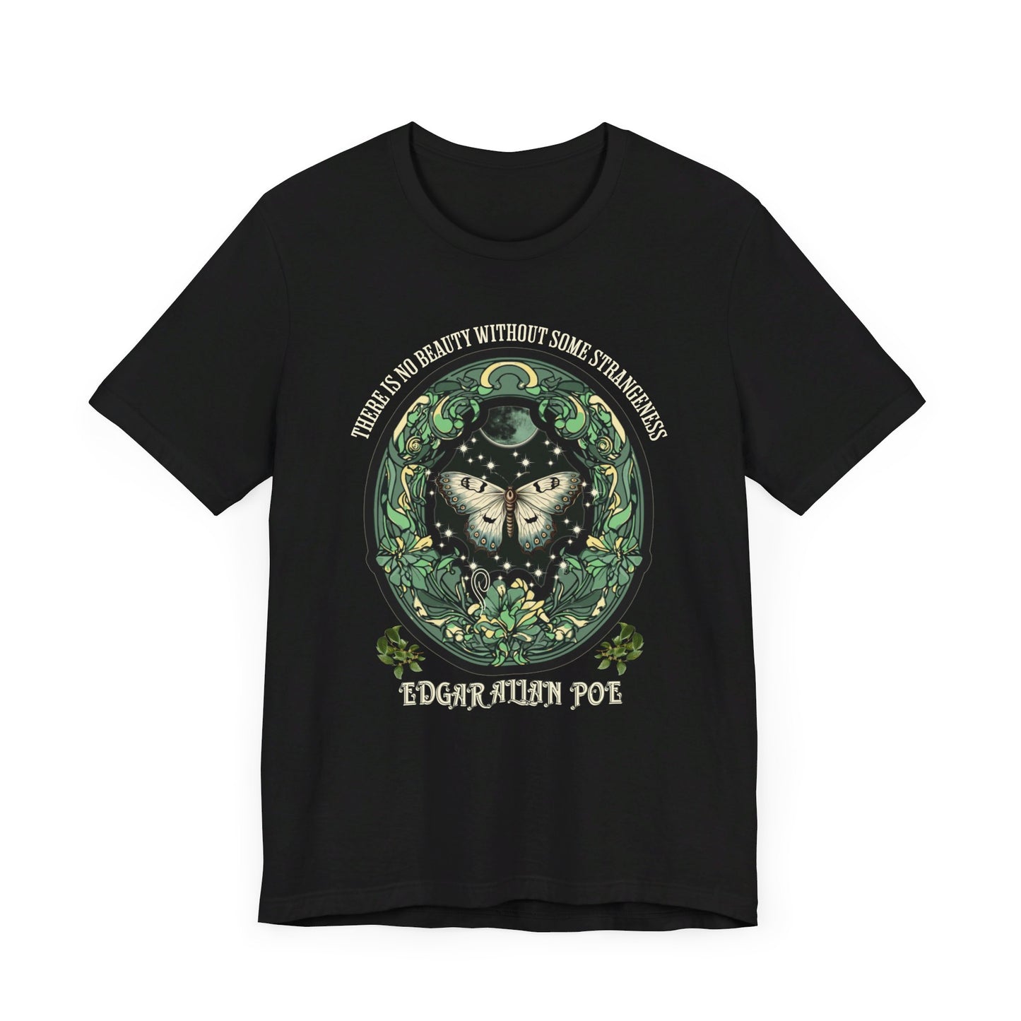 Edgar Allan Poe, Fairycore Night Garden T-Shirt, Book Lover Tee, Haunting Gothic Gift, Light, Dark Academia, Literary Poetry Bookclub Shirt T-Shirt Printify