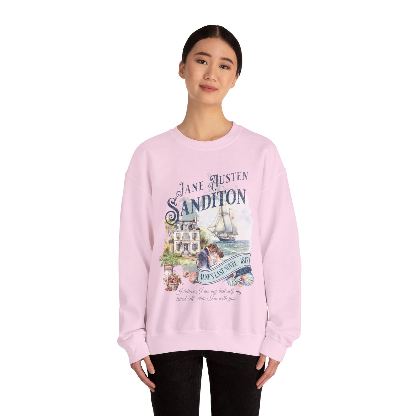 Jane Austen Sweatshirt, Sanditon Historical Romance, Bookish Literary Gift, Jane Austen Fan Art Shirt, Gift for Her, Gift for Readers, Sweatshirt Printify