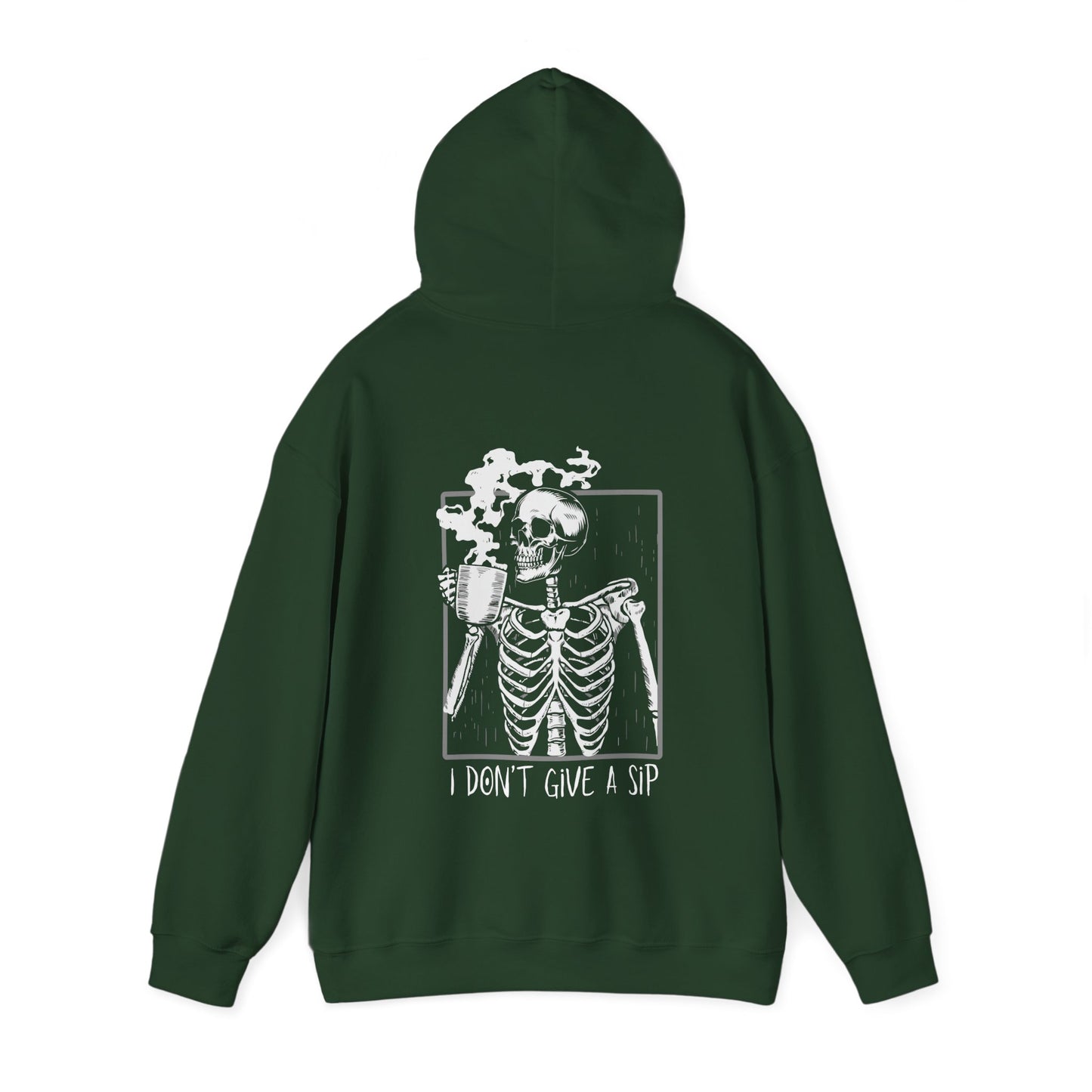 Halloween Skeleton Hoodie, Funny Coffee Drinking Skeleton, Spooky Season Sweater, Trick or Treating Shirt, Warm Halloween Party Hoodie Hoodie Printify