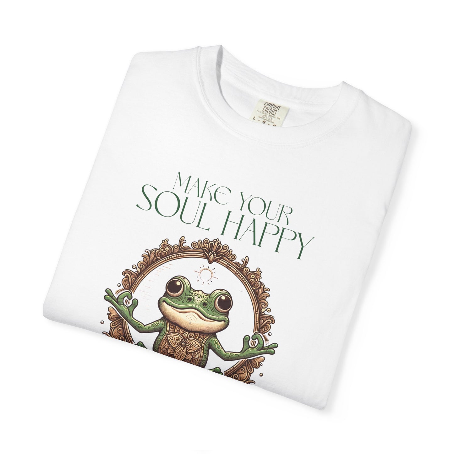 Green Yoga Frog Make Your Soul Happy Unisex T-Shirt, Casual Wear, Highlander Fan Gift, T-Shirt Printify
