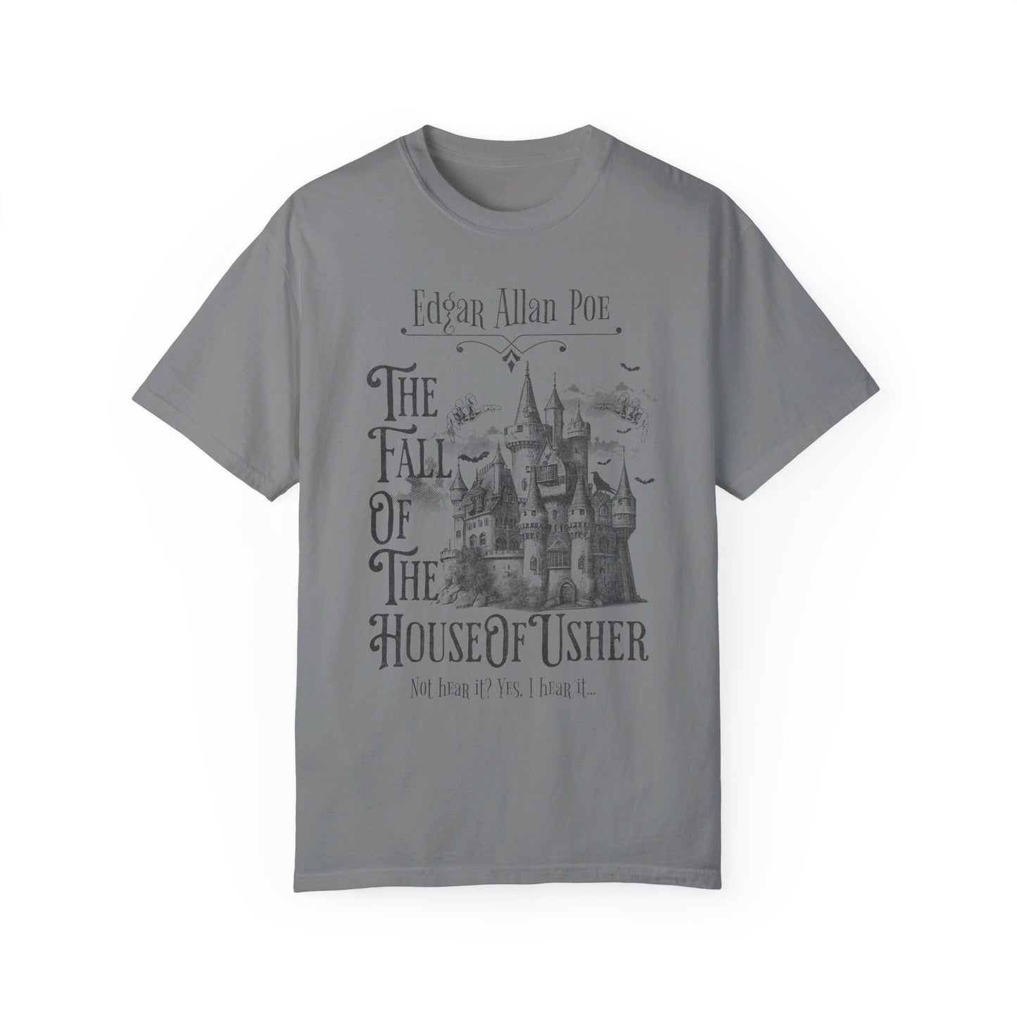 Edgar Allan Poe Shirt, The Fall of the House of Usher Tee, Book Lover Shirt, Halloween, Fall, Gothic, Light Academia, Comfort Colours TShirt T-Shirt Printify Grey S