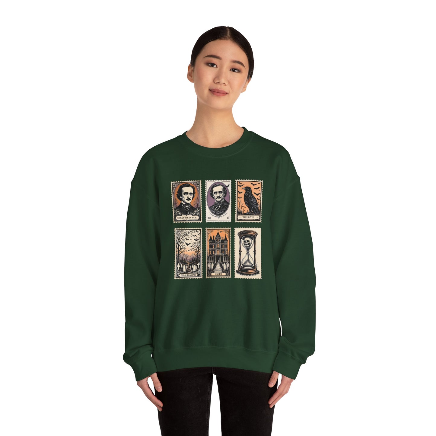 Edgar Allan Poe Sweatshirt The Raven Nevermore Gothic Horror Sweater Dark Academia Macabre Halloween Gift for Book Lovers Birthday Christmas